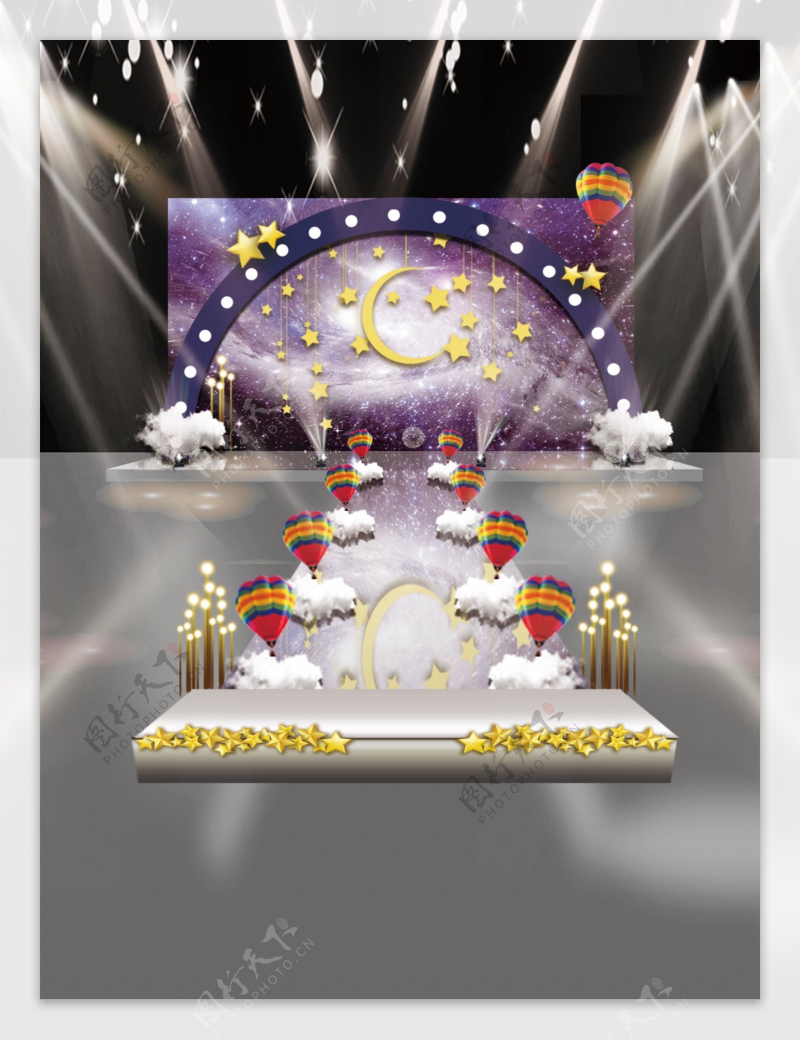 梦幻紫色云朵婚礼效果图设计