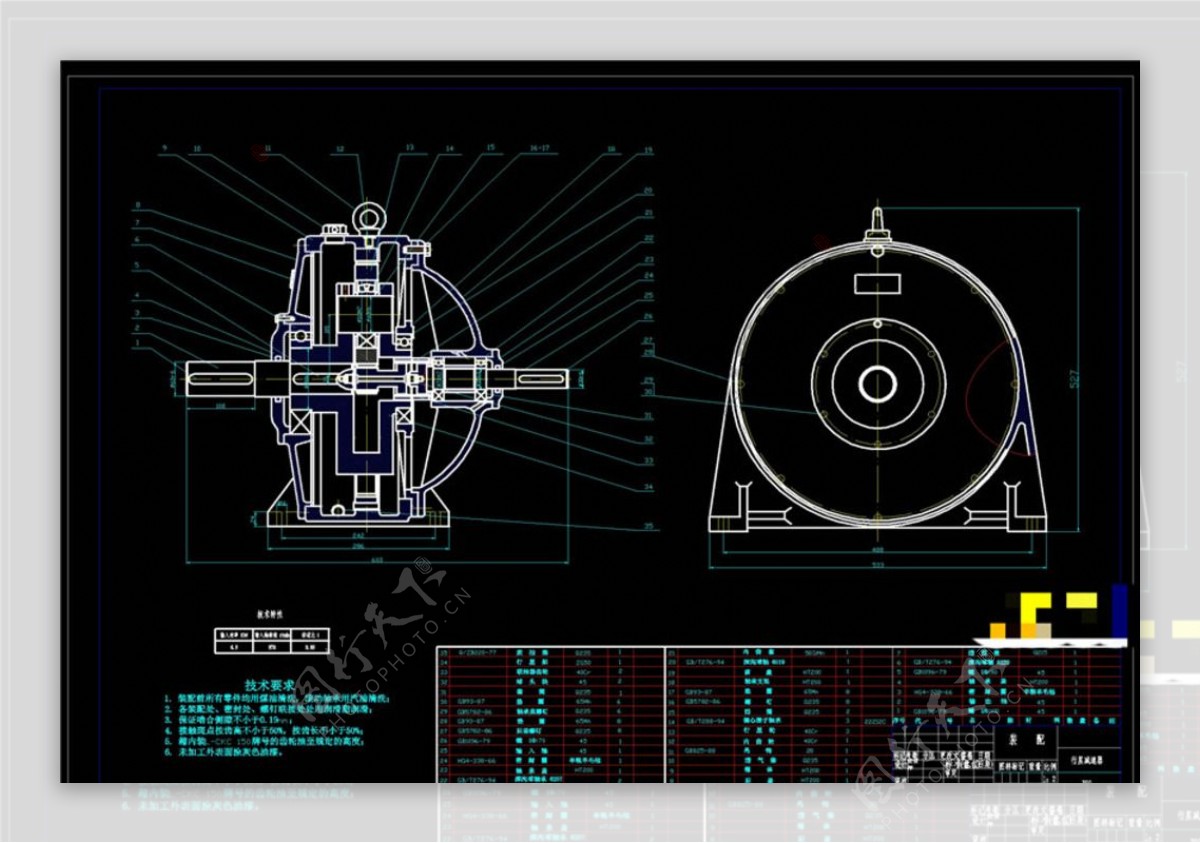 行星减速器CAD机械图纸