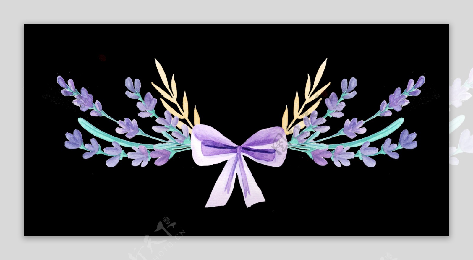 紫色蝴蝶结透明装饰素材
