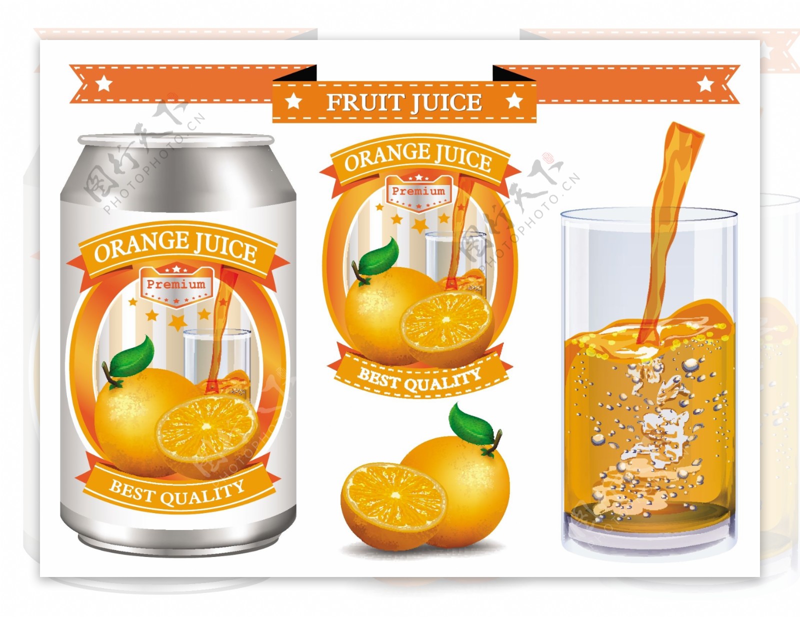橙汁设计标签ai矢量