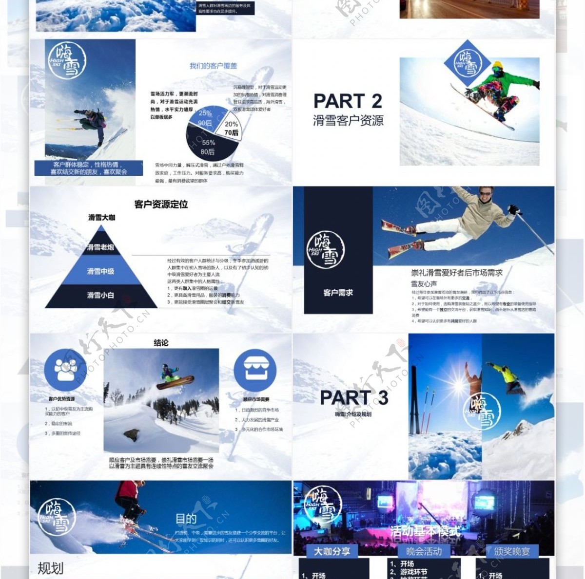 滑雪产品分享会及创业计划介绍PPT模板