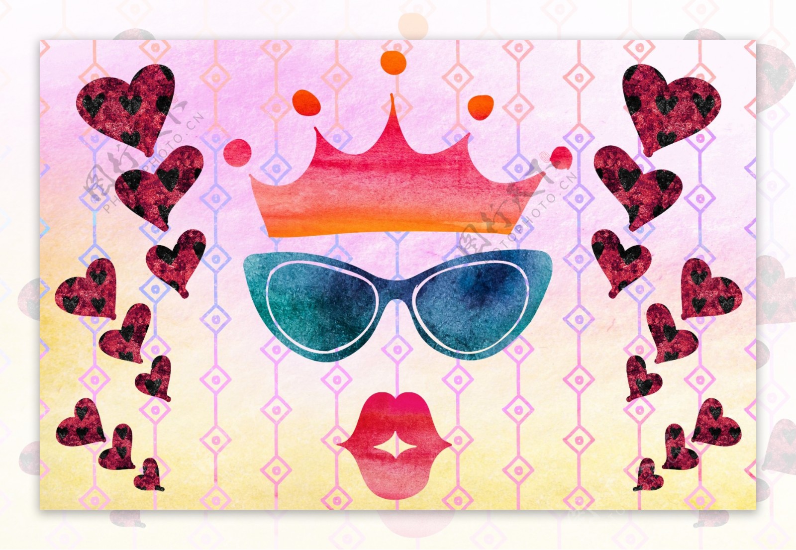 色彩缤纷鲜艳的红唇海报设计PSD模板