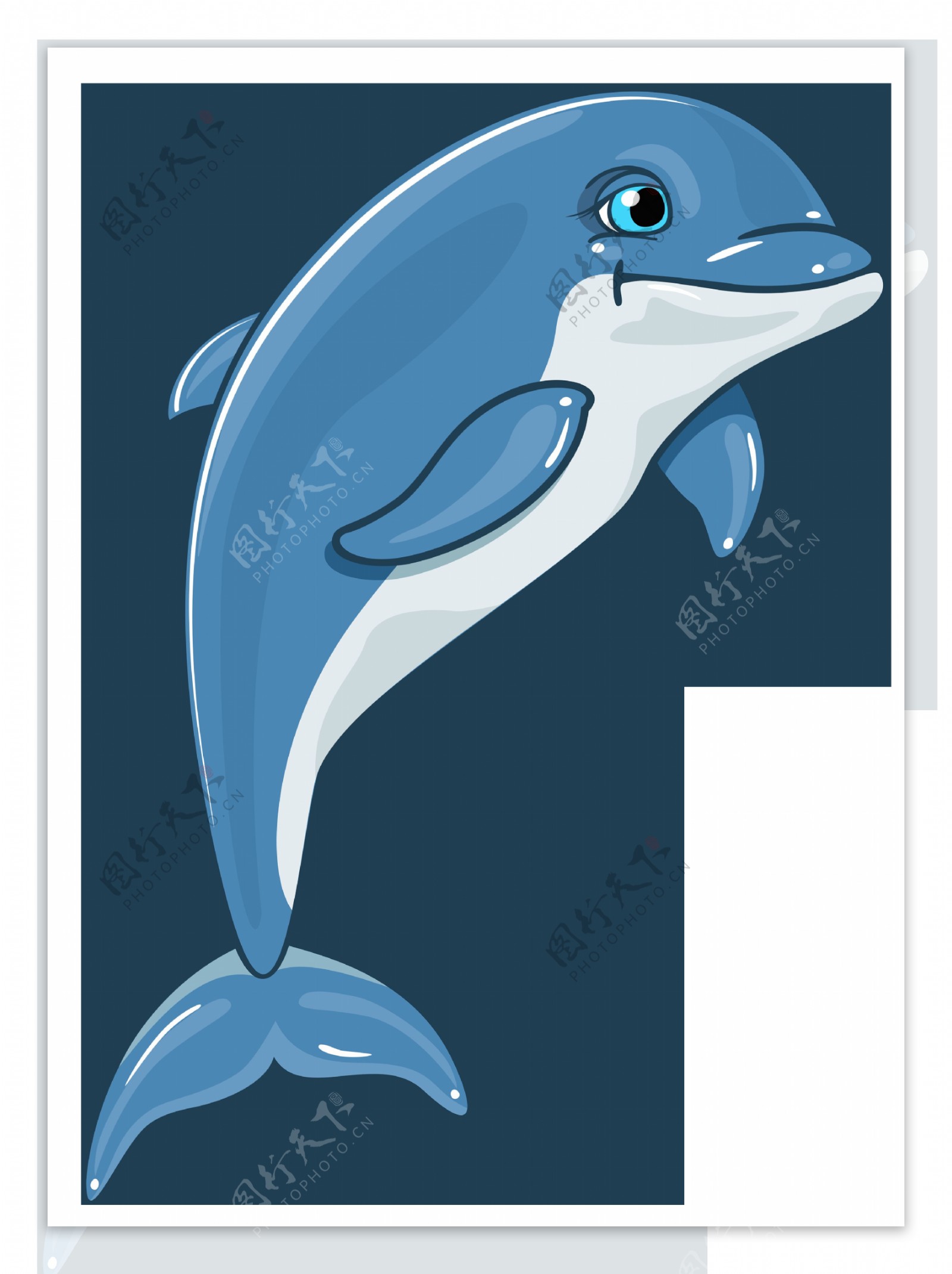 卡通蓝色海豚png元素