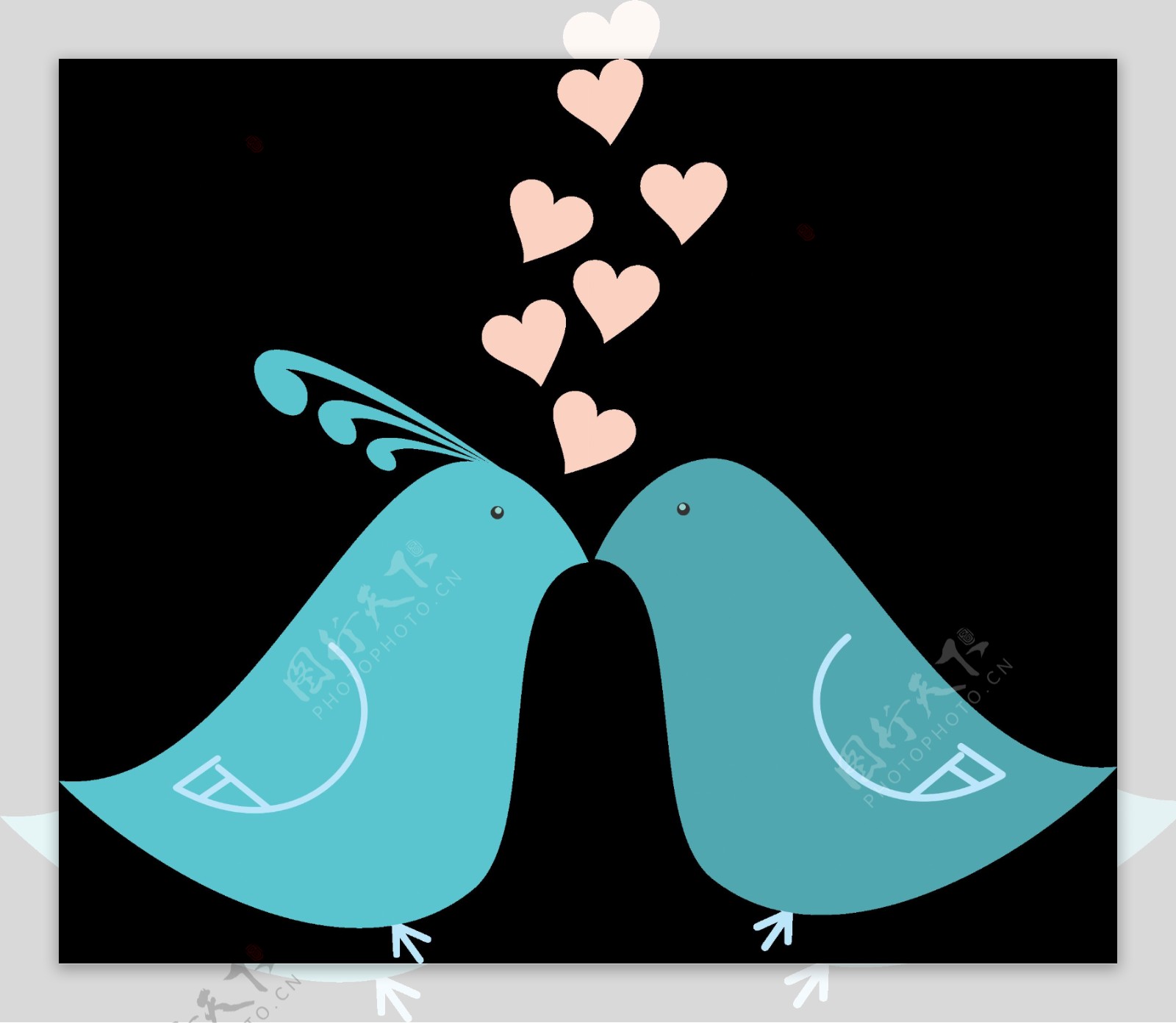 卡通蓝色爱情小鸟png元素