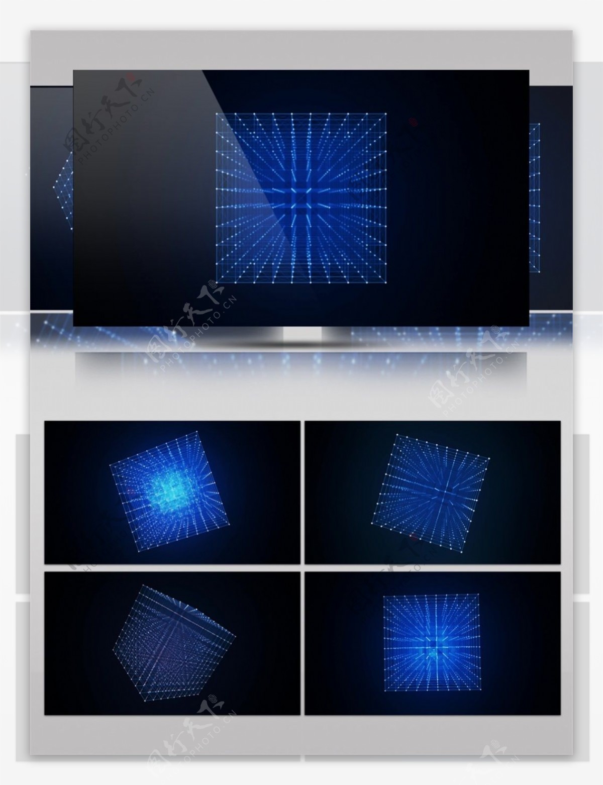 蓝色星际方块高清视频素材