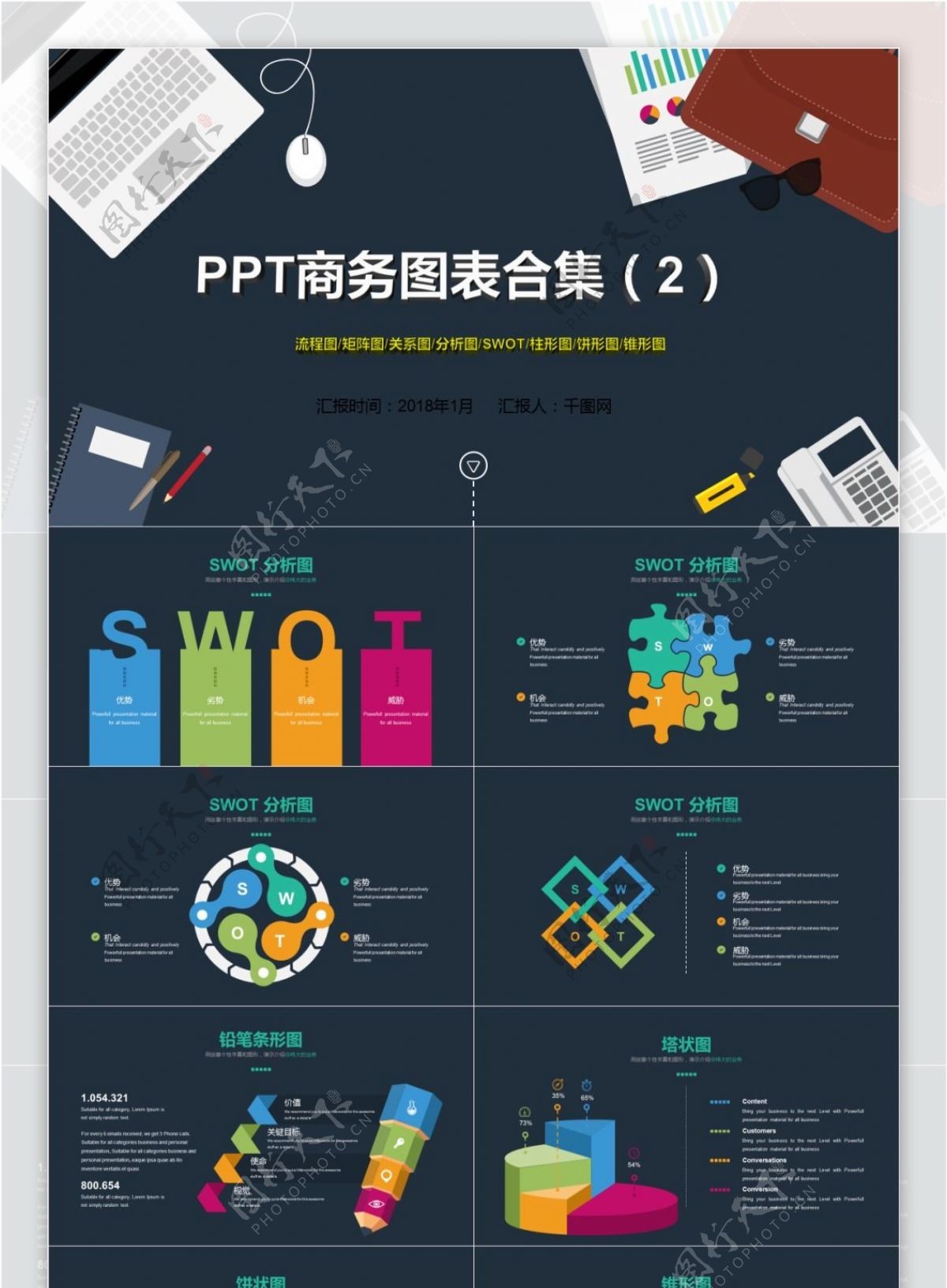 商务PPT图表集合可编辑信息图表PPT
