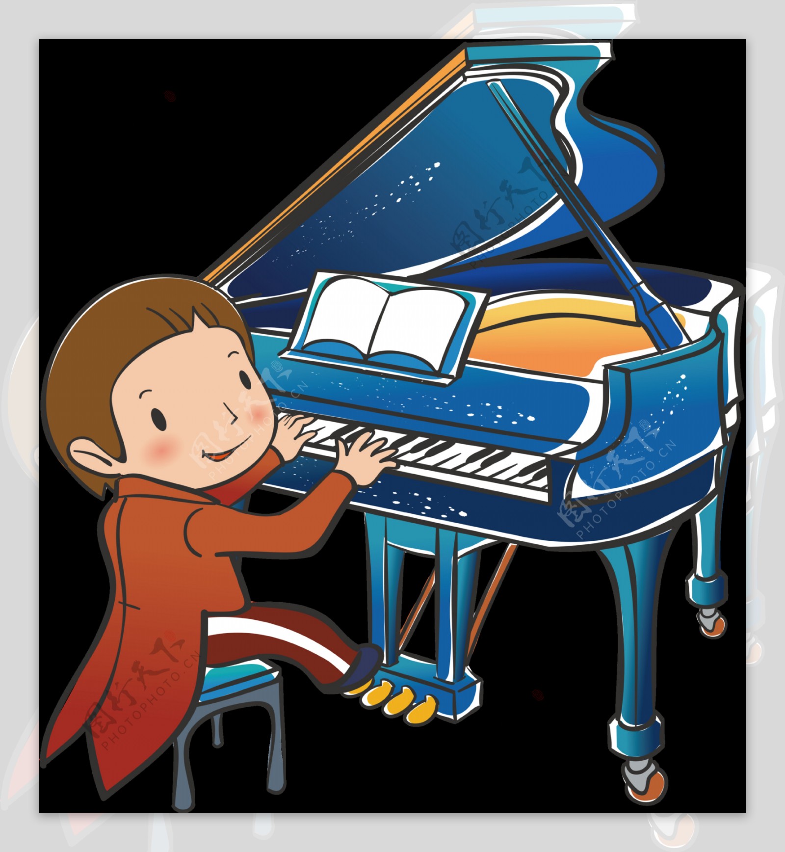 个性儿童弹钢琴元素设计
