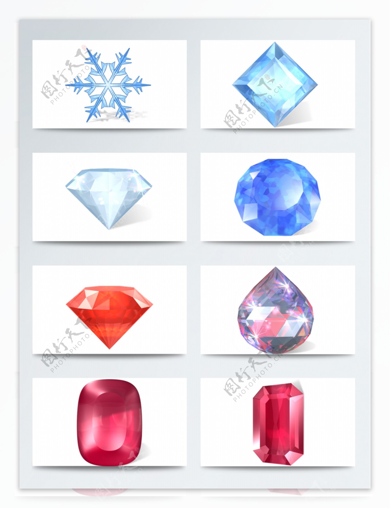 不同形状水晶宝石系列图标