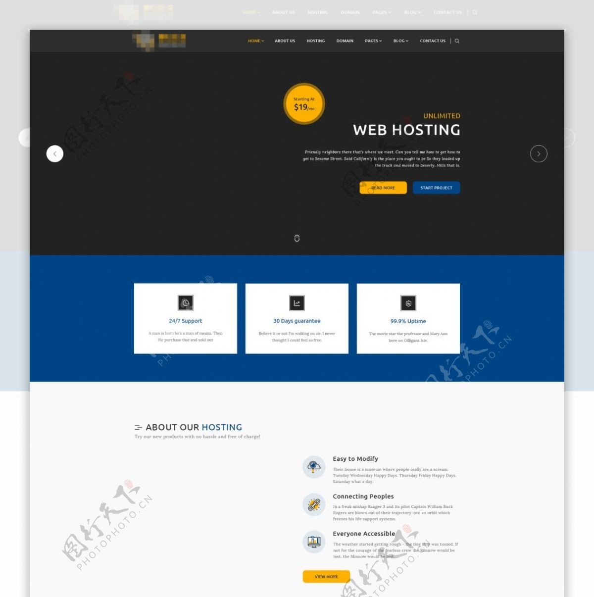 蓝色的企业科技商务电子网站首页模板