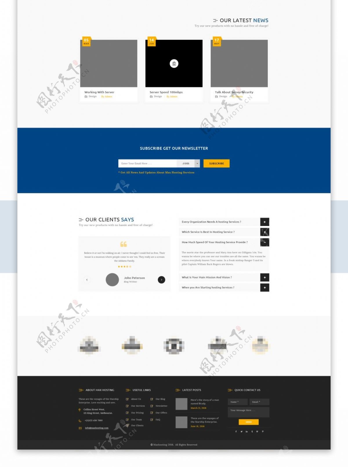 蓝色的企业科技商务电子网站首页模板