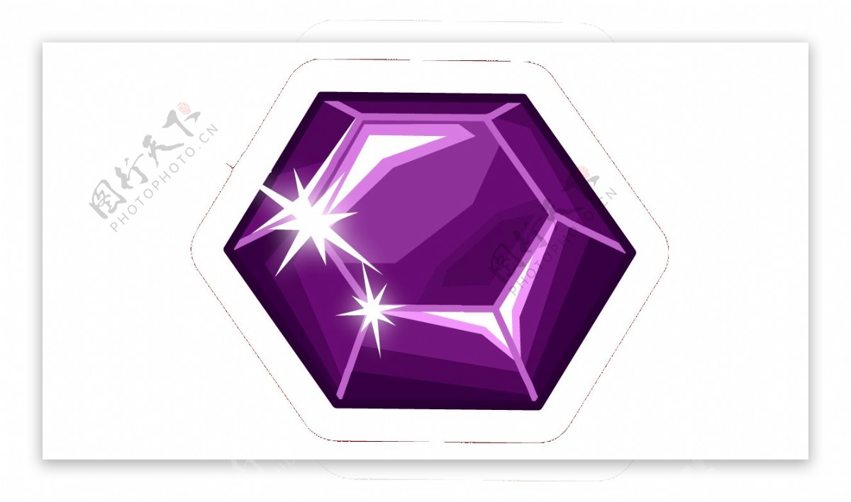 紫色几何钻石png元素