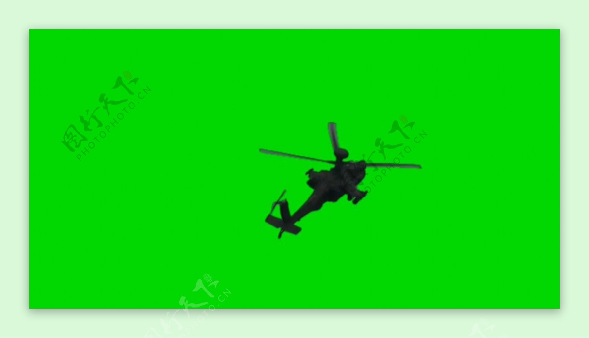军事直升机射击绿屏抠像视频素材
