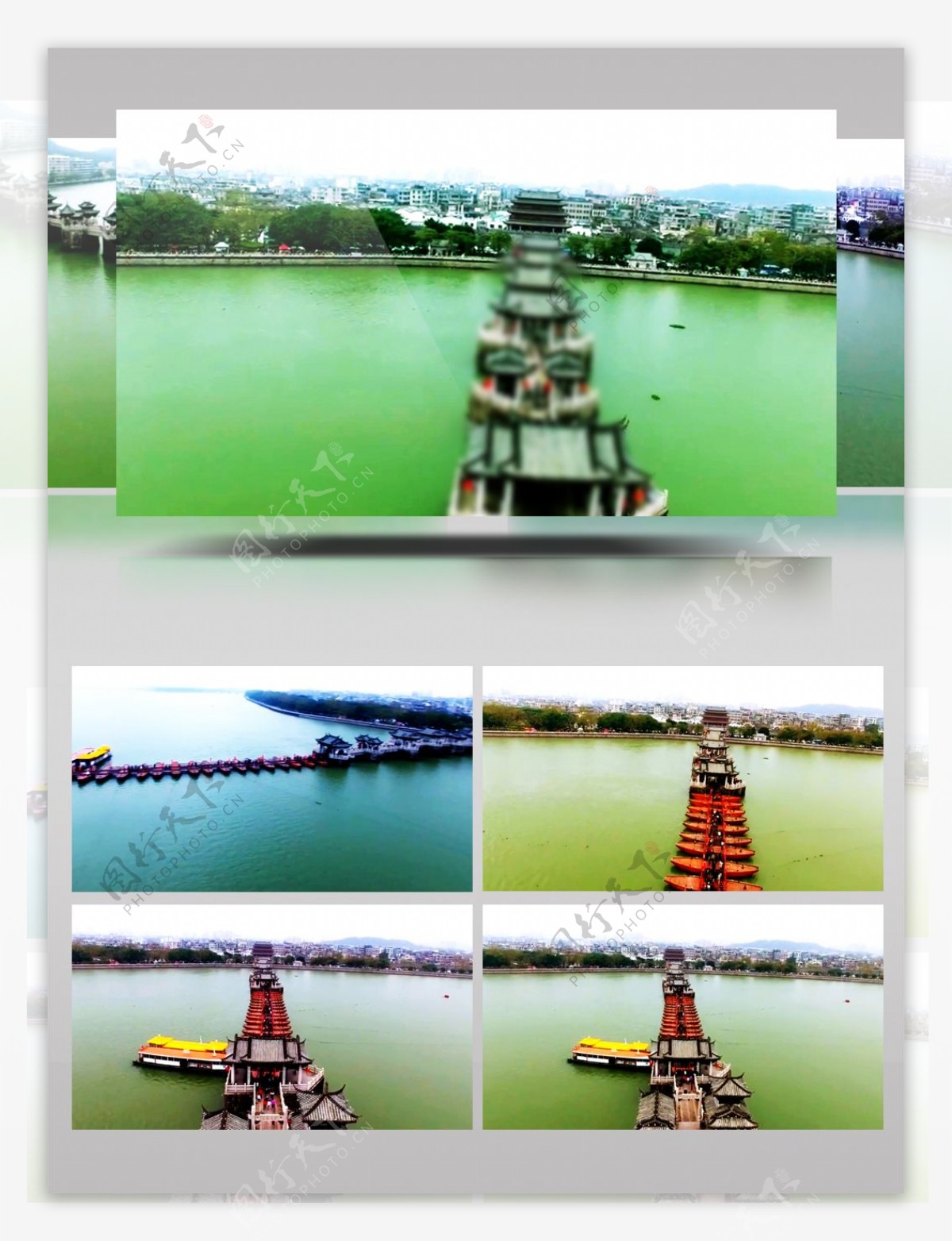 航拍潮州广济桥风景视频