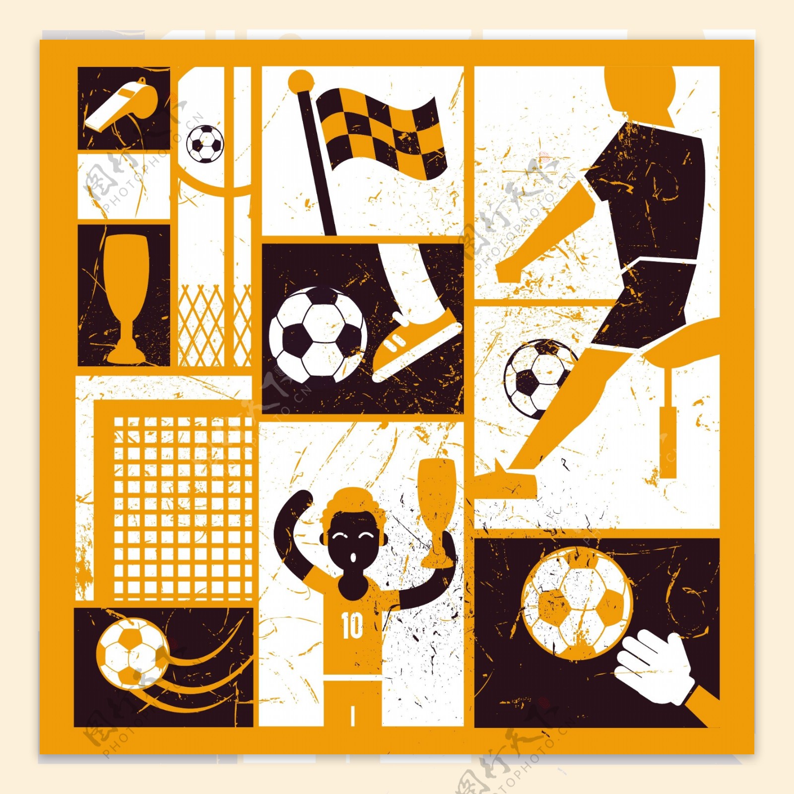 黄色足球体育运动ai矢量素材下载