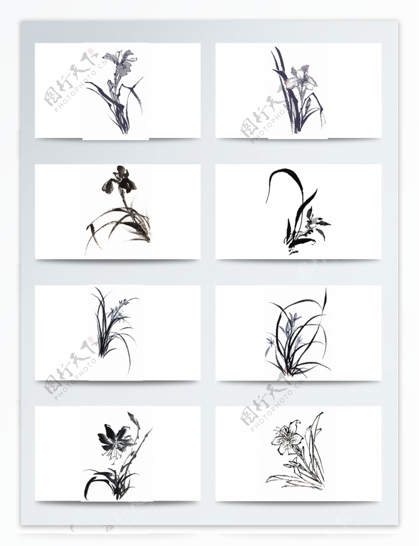 中国风传统水墨画兰花图片素材