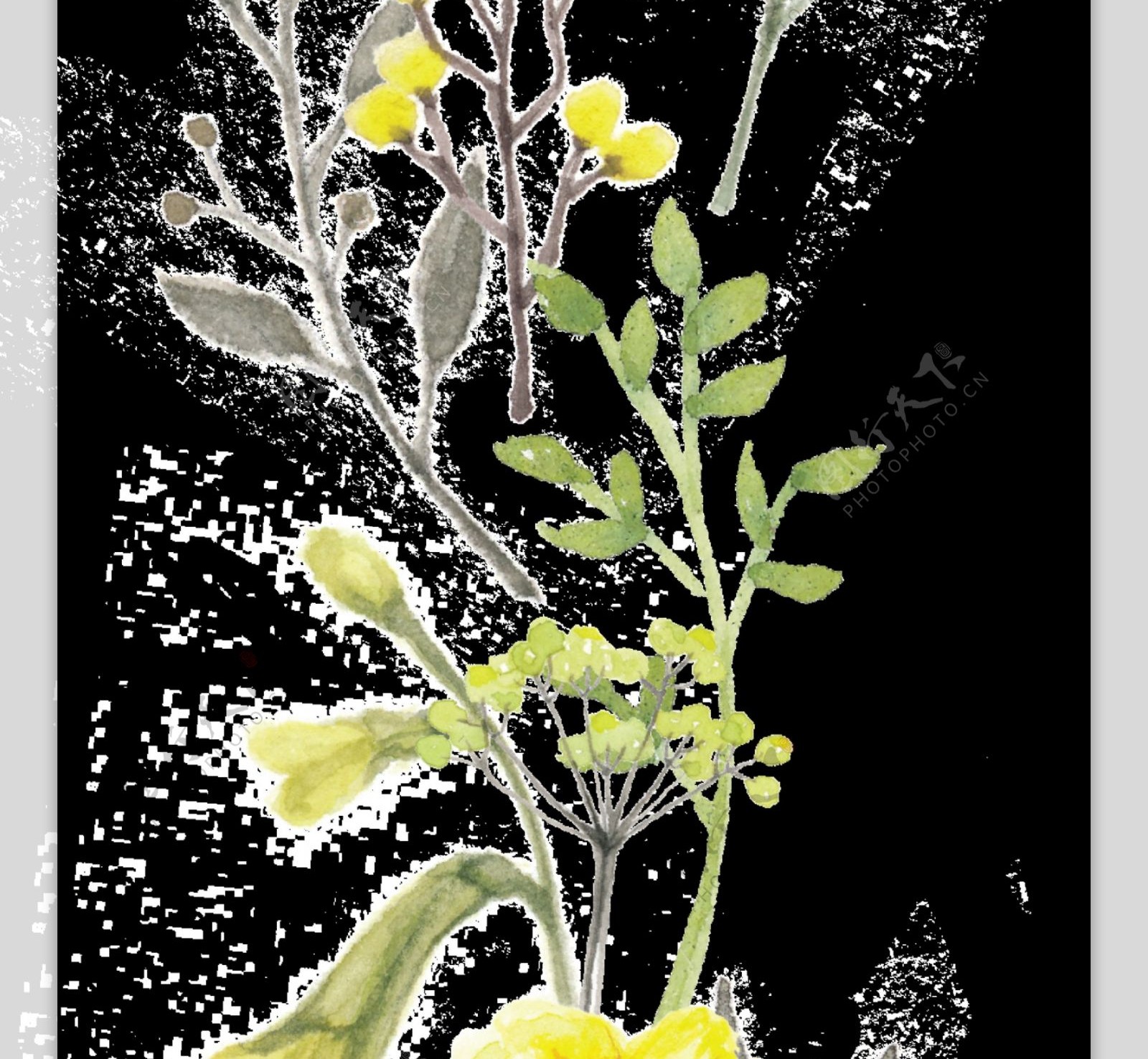 清新黄色手绘菊花装饰元素