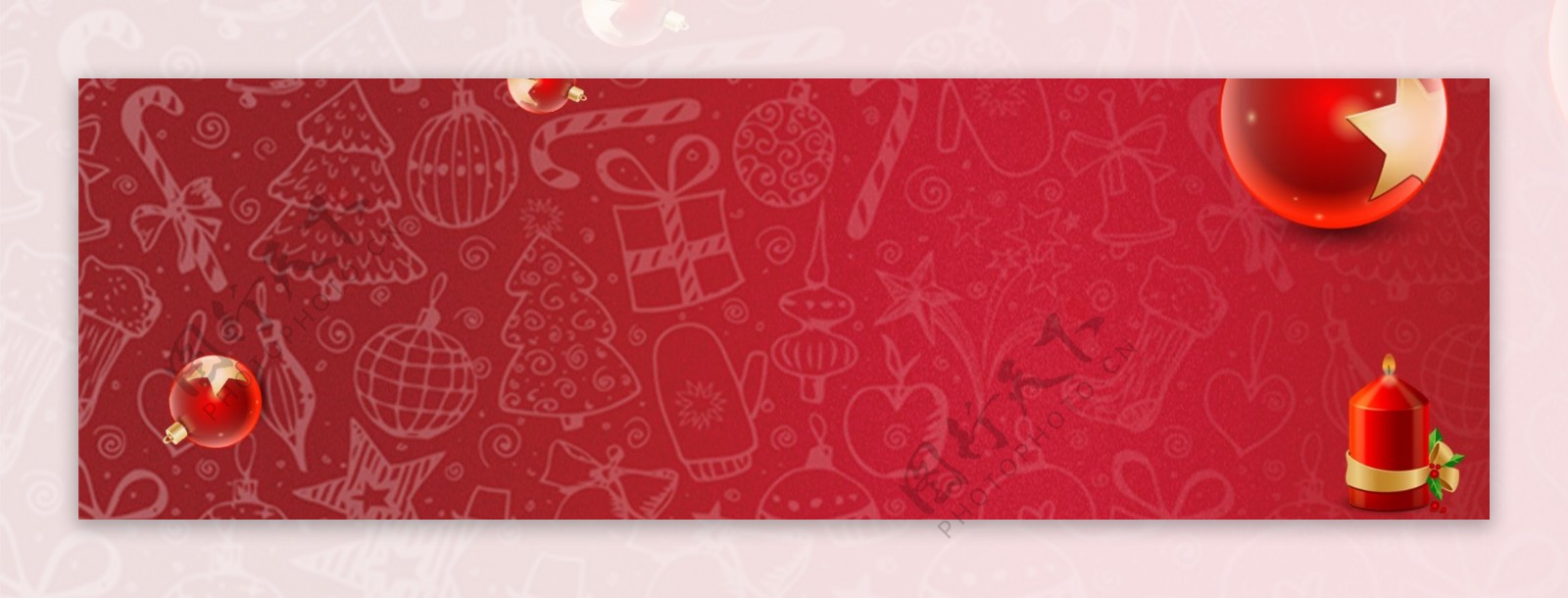 红色喜庆圣诞节banner背景