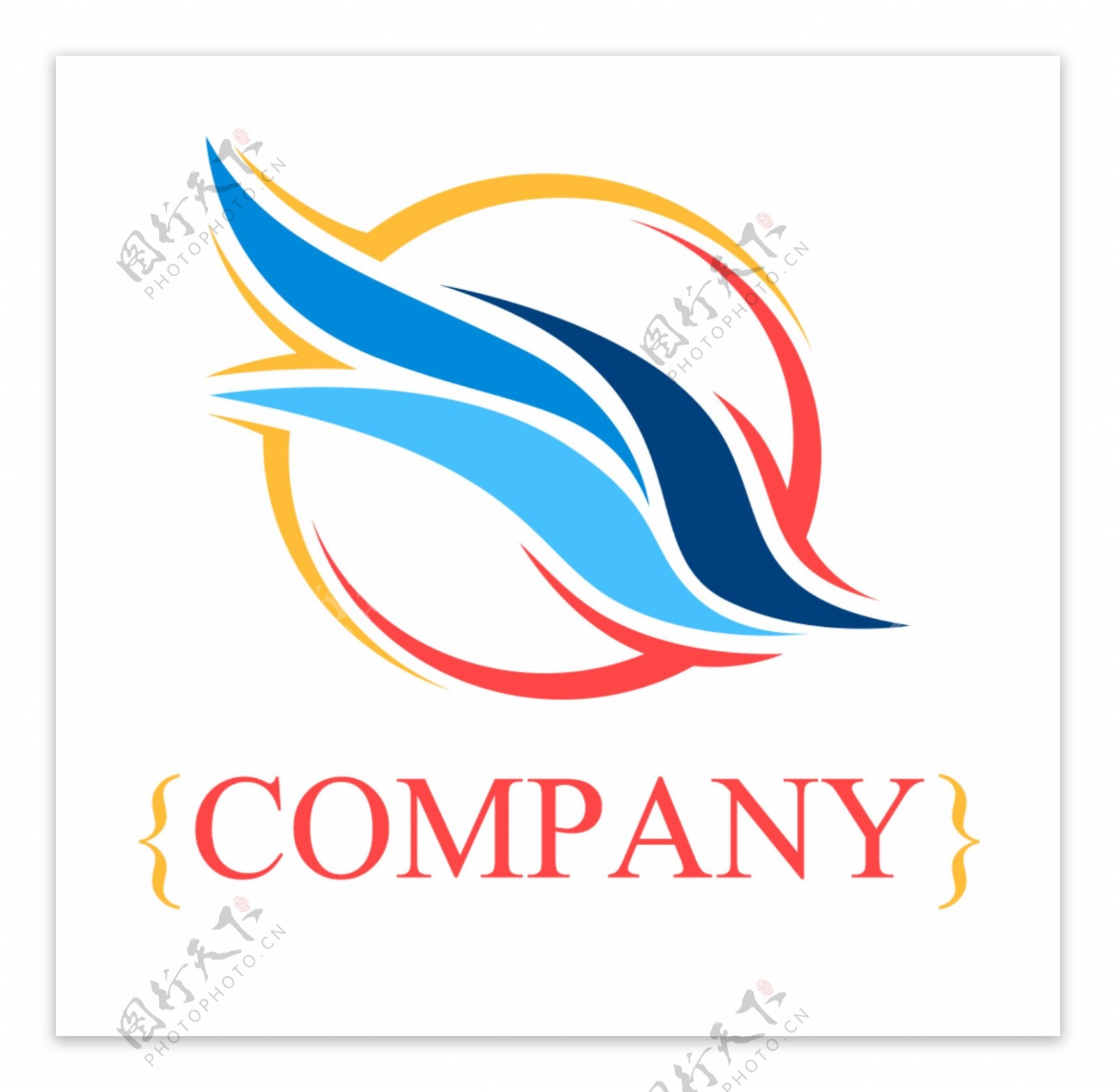 2018彩色波浪形公司logo模板