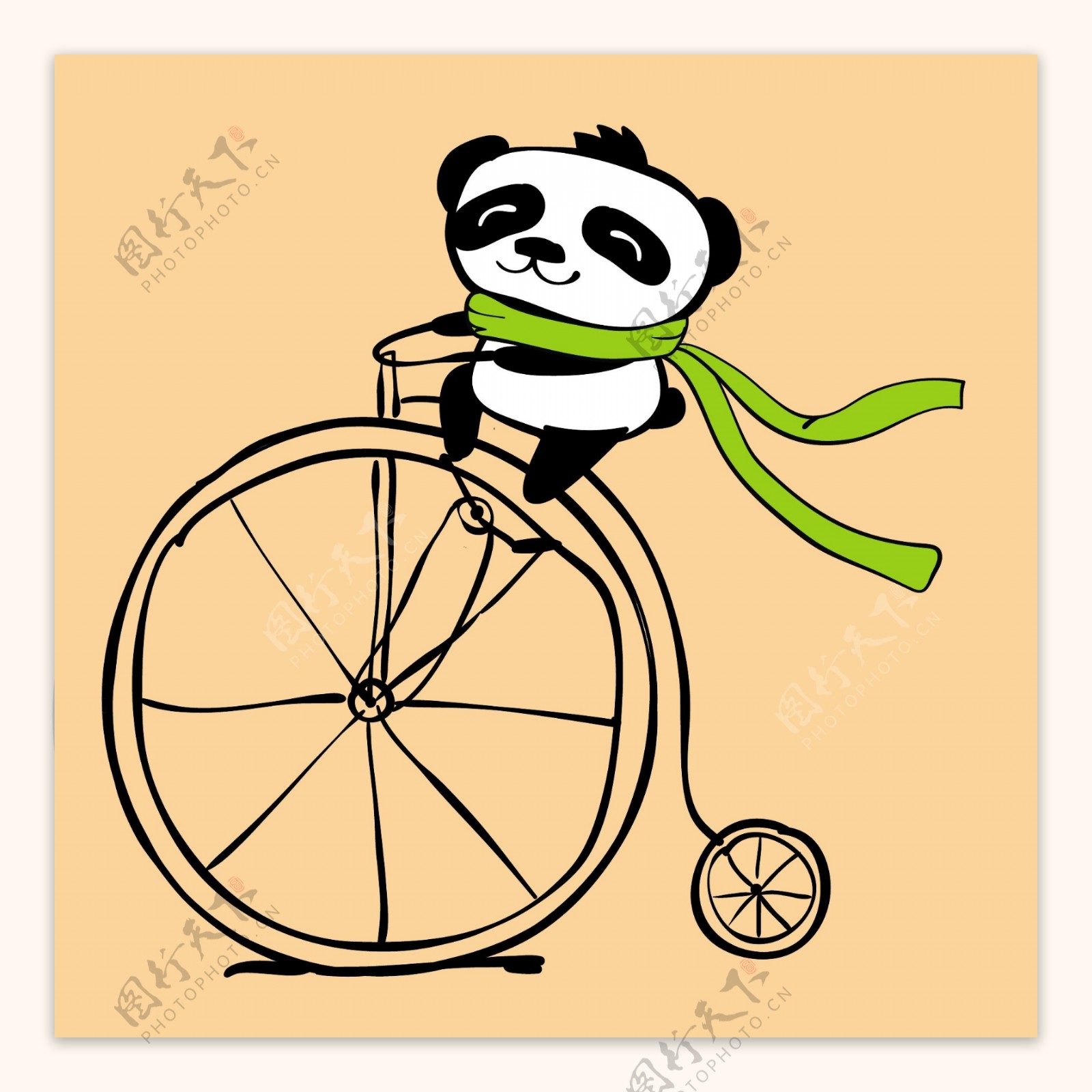 小单车熊猫卡通素材