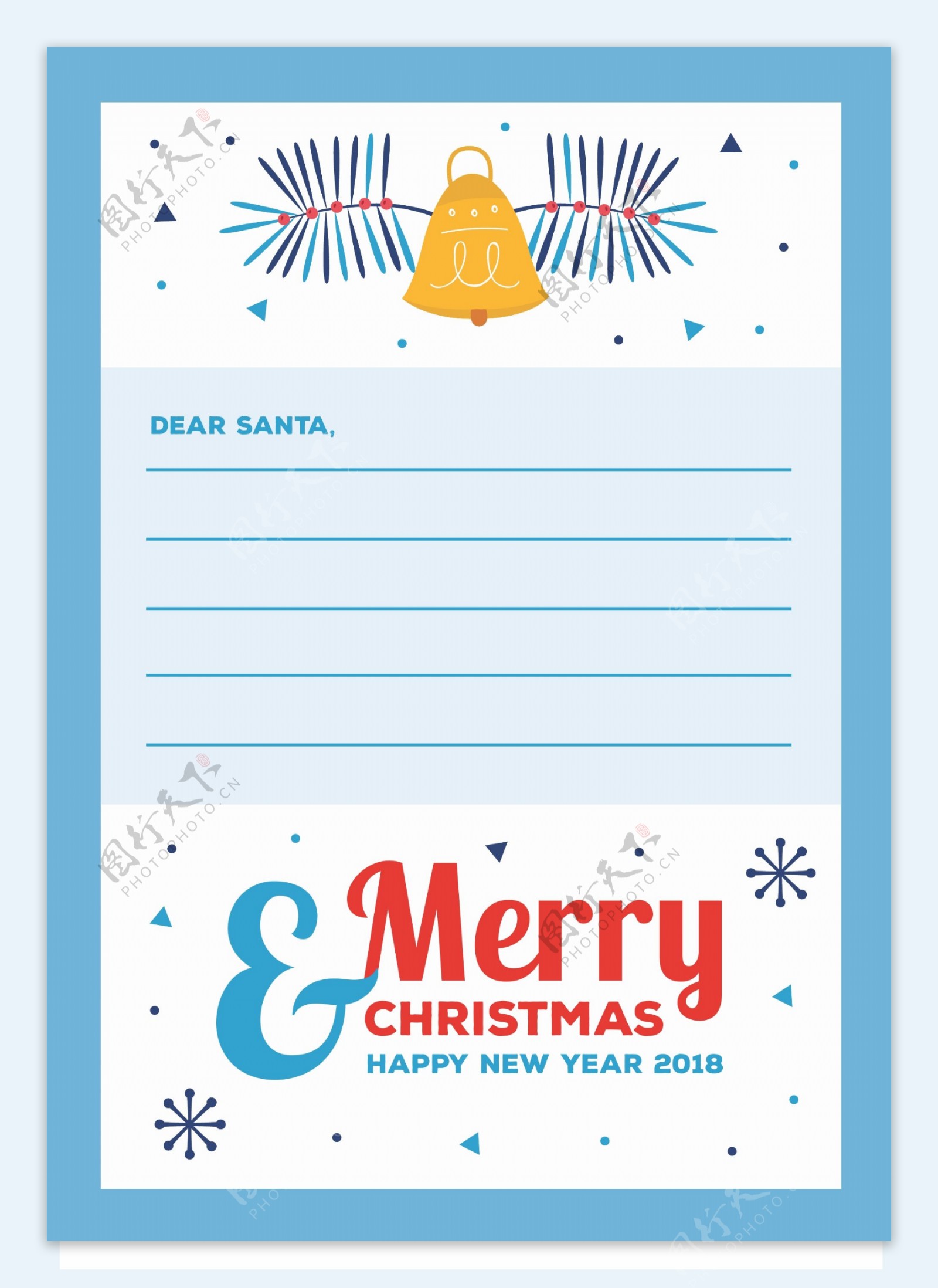 可爱的圣诞信件模板和信封
