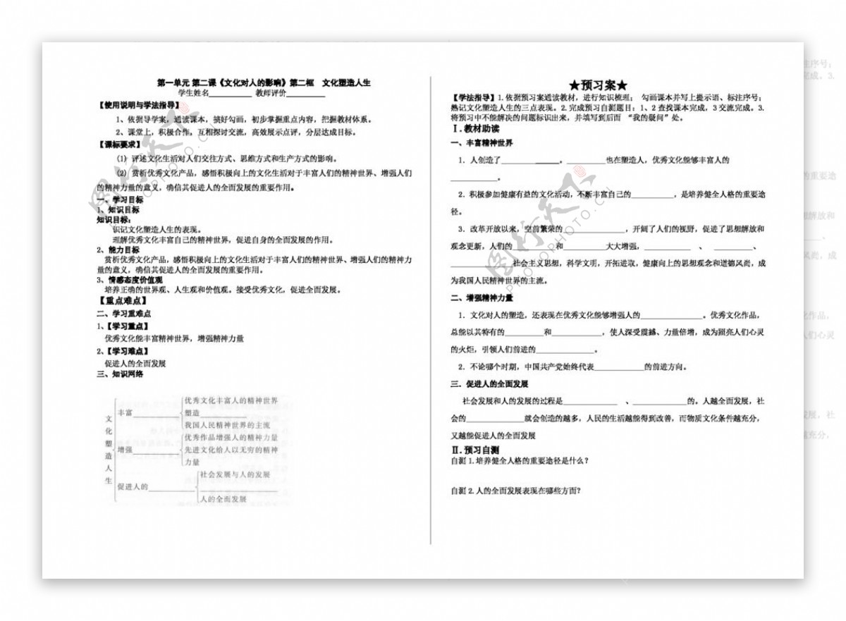 文化生活政治思品第二课文化对人的影响第二框文化塑造人生