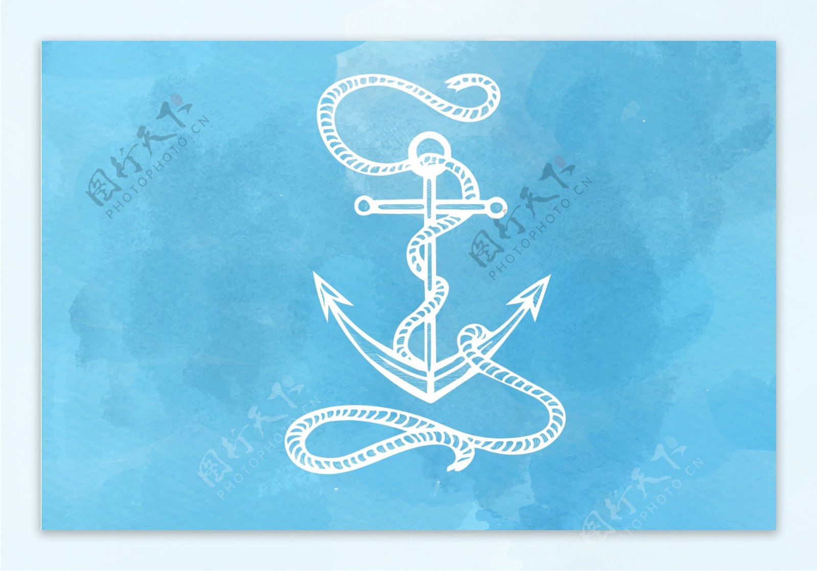 海洋航海手绘蓝色背景