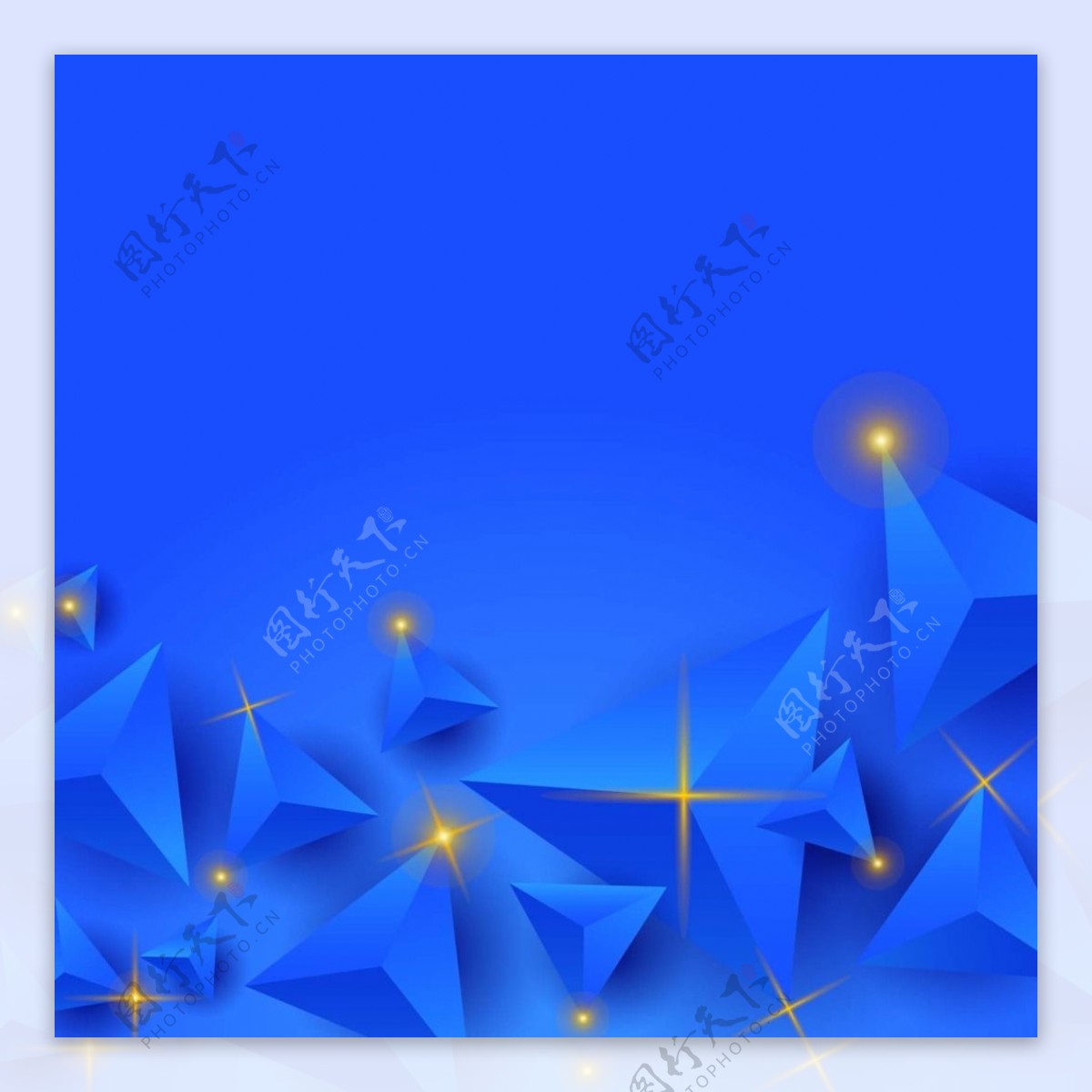 蓝色立体几何节日元素