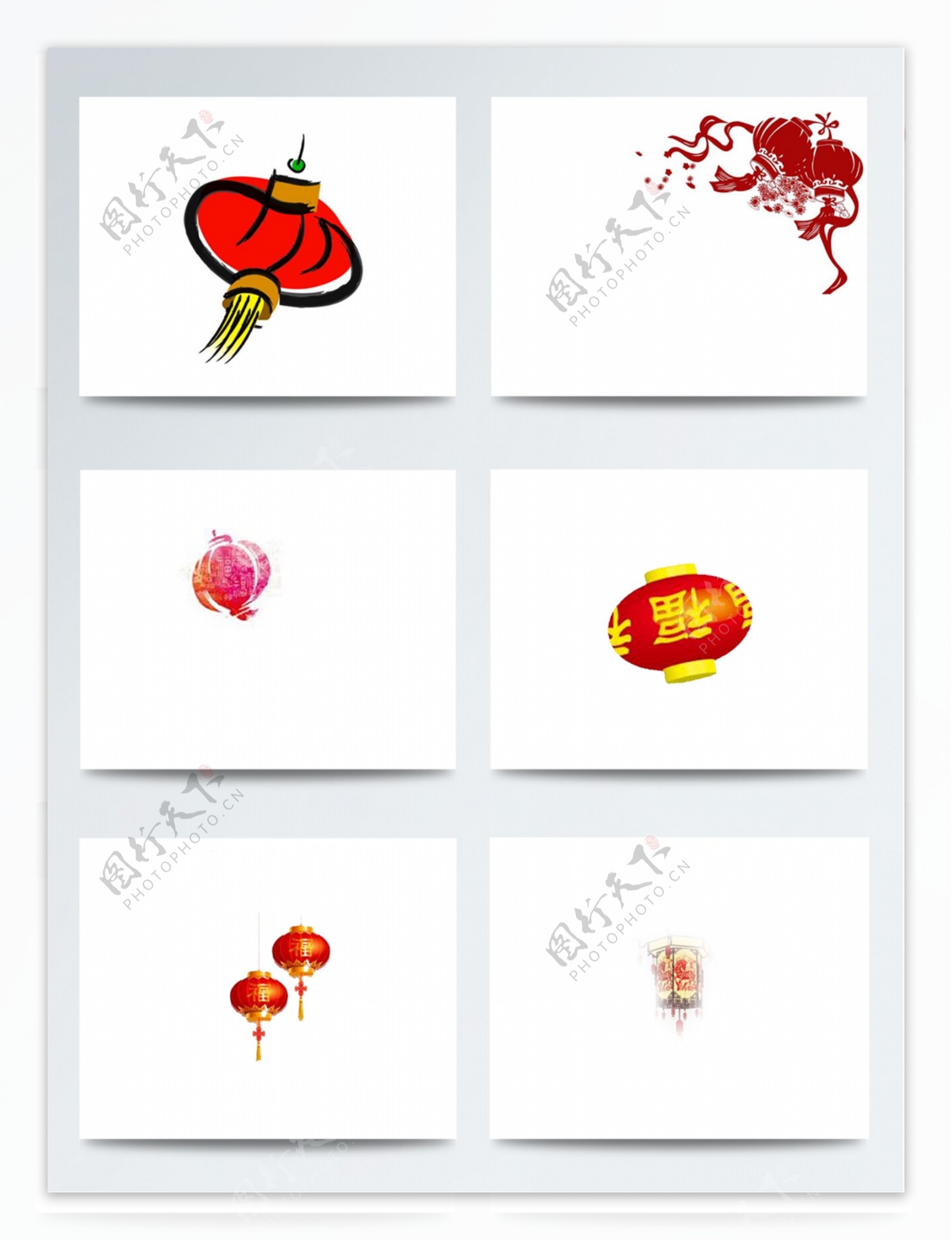 简易中国红花灯素材