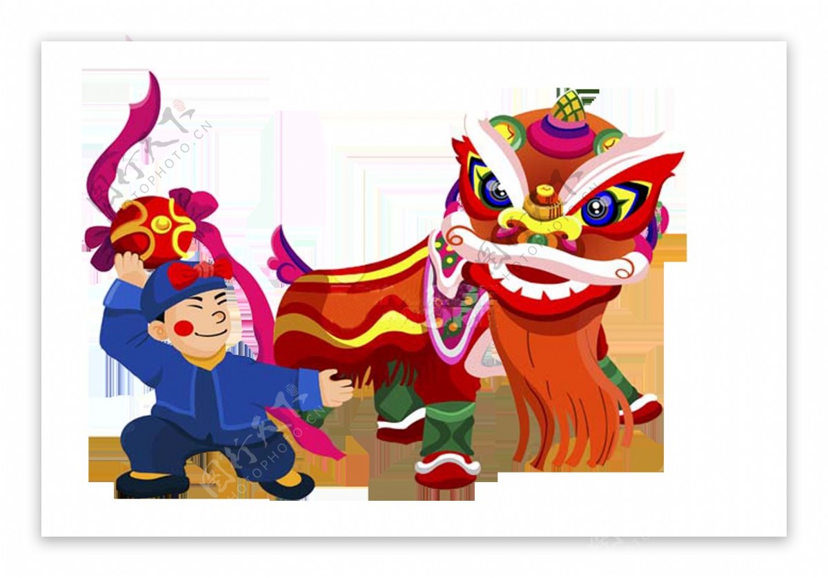 中国风新年舞狮PNG元素