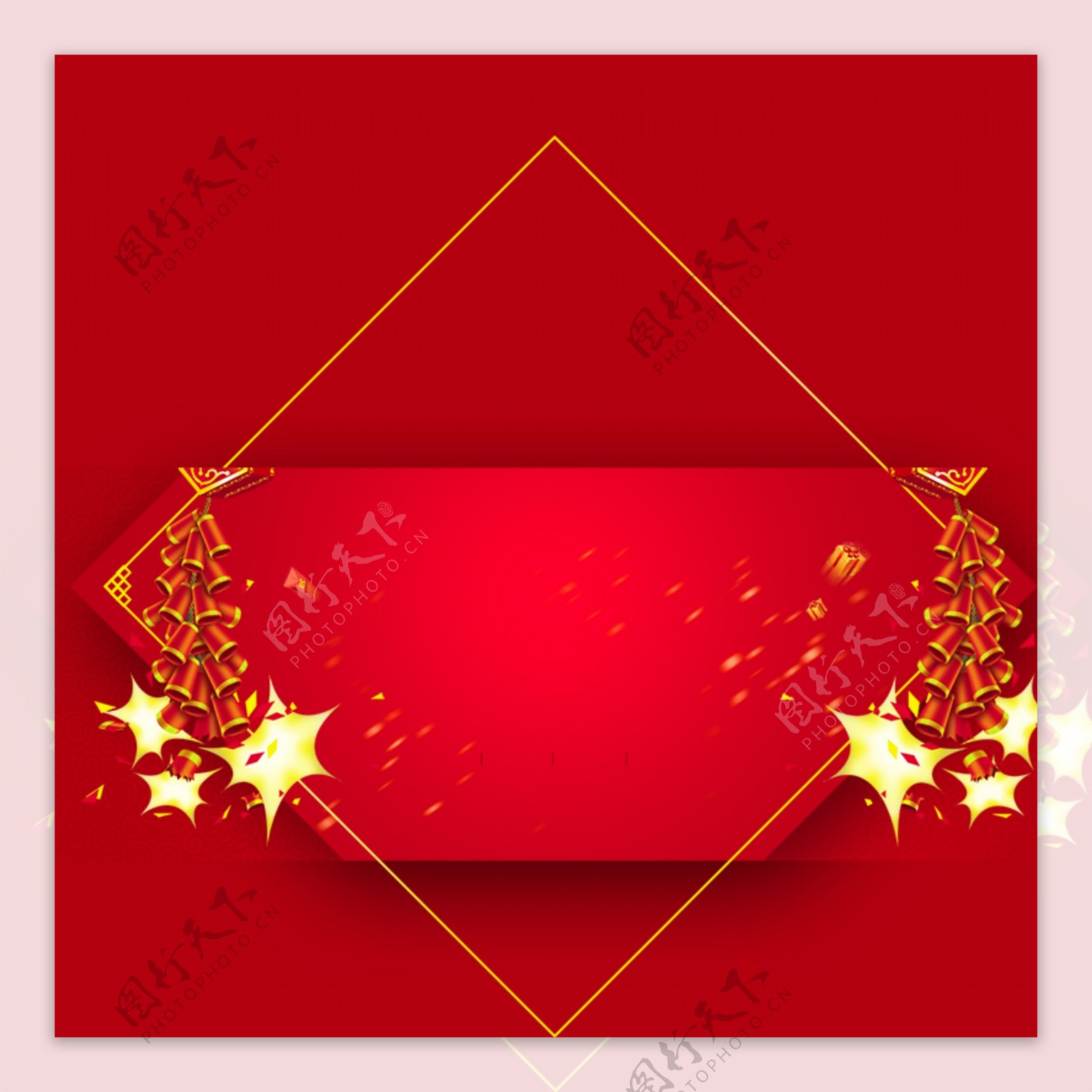 红色鞭炮新年年货节主图设计