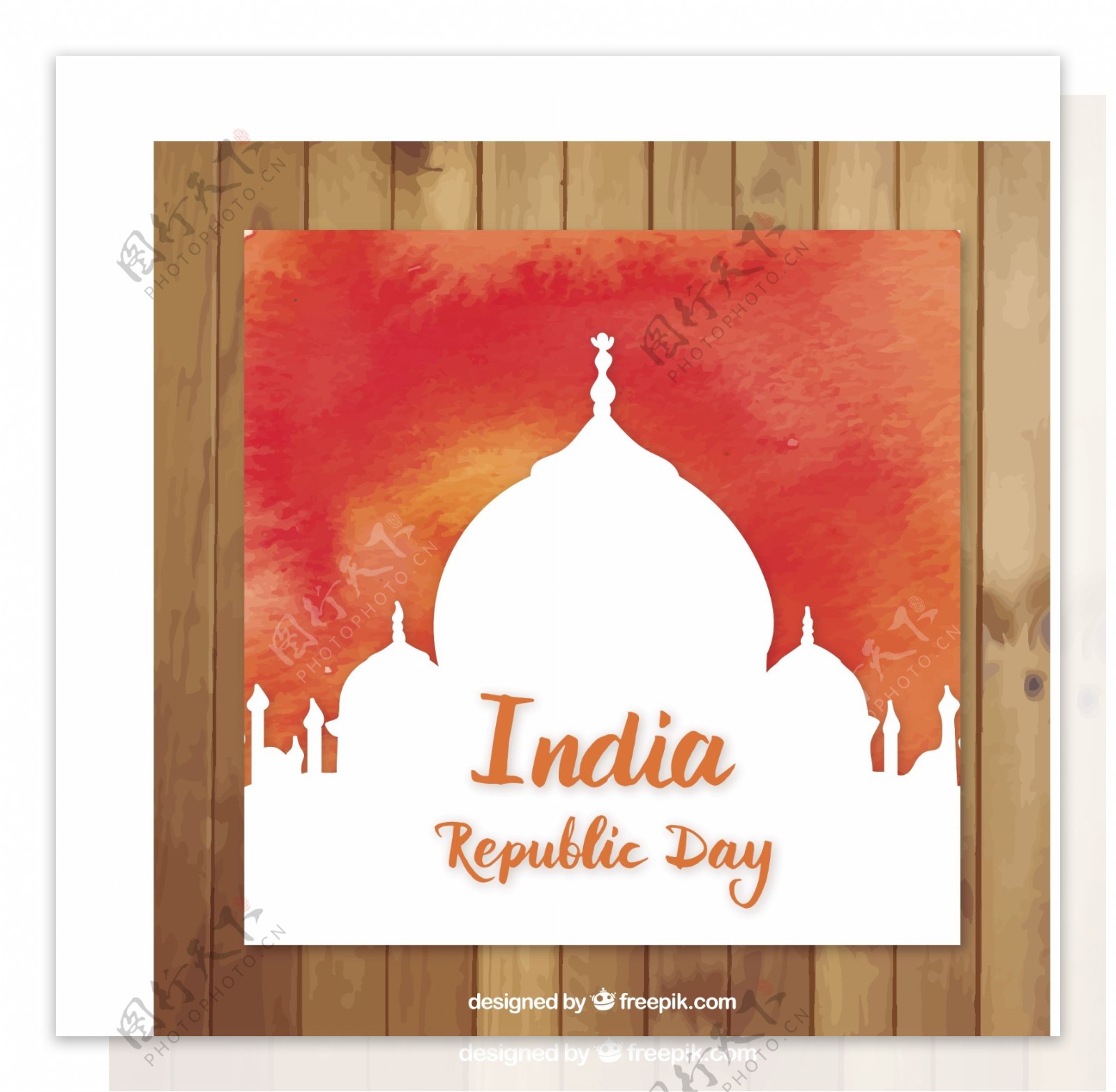 手绘印度共和国日卡片