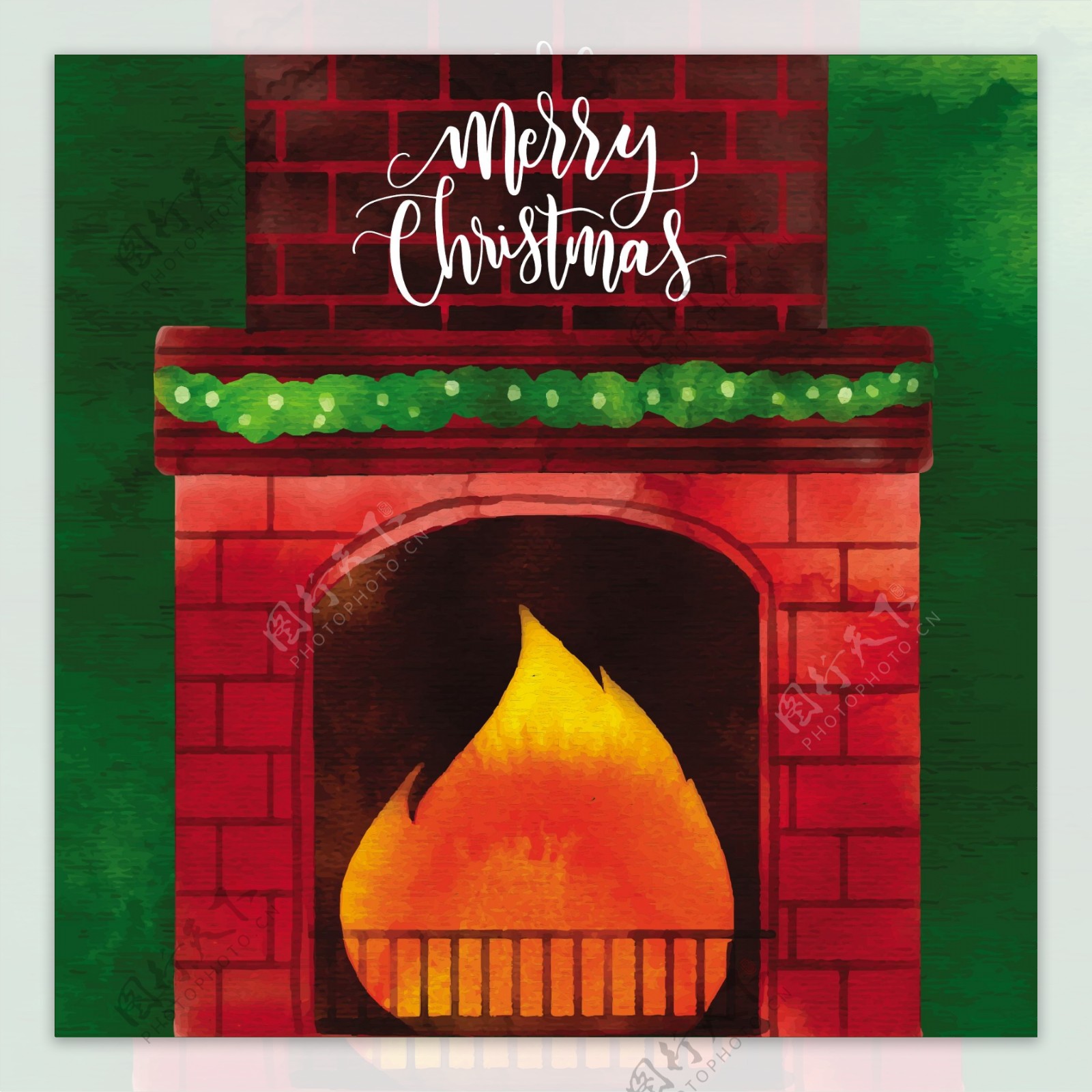 壁炉与壁炉的圣诞背景