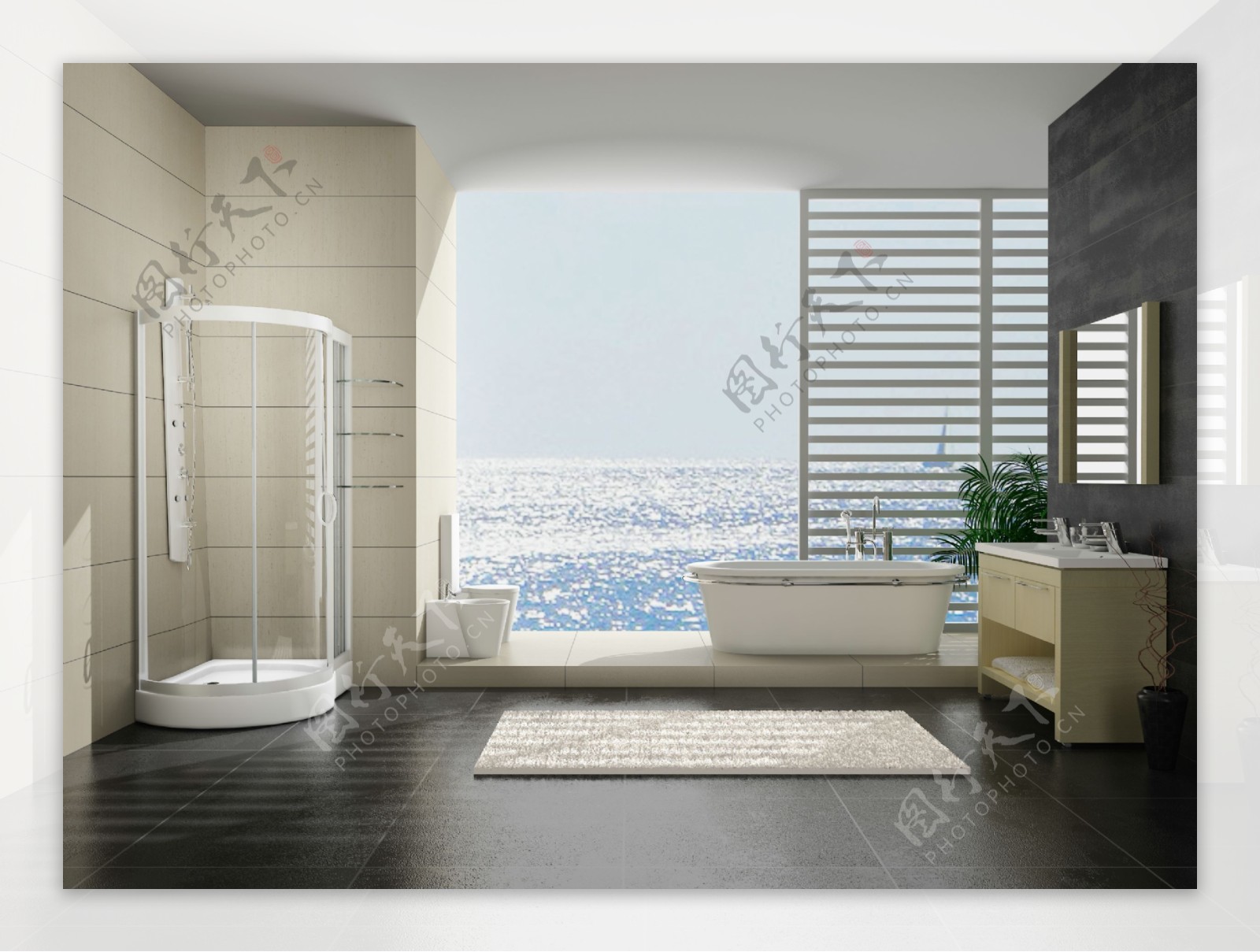 海景浴室现代浴室素材