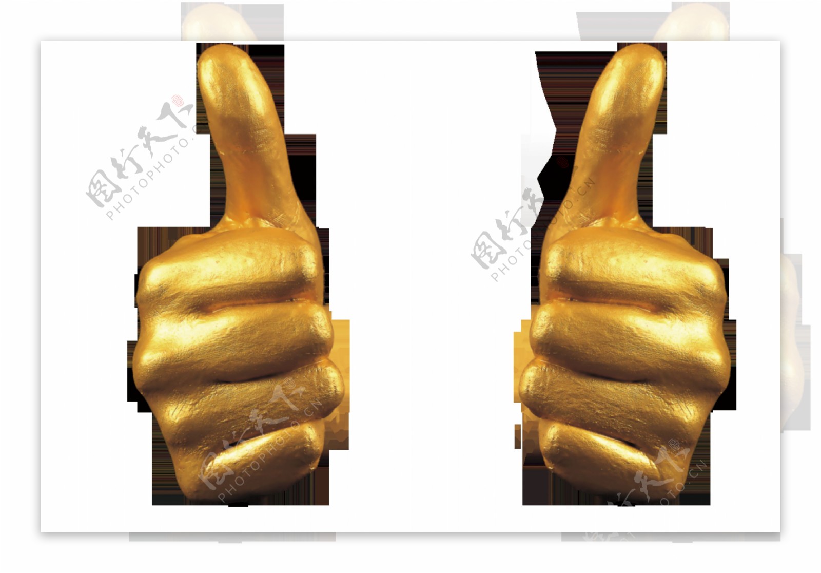 金色手指雕塑png元素