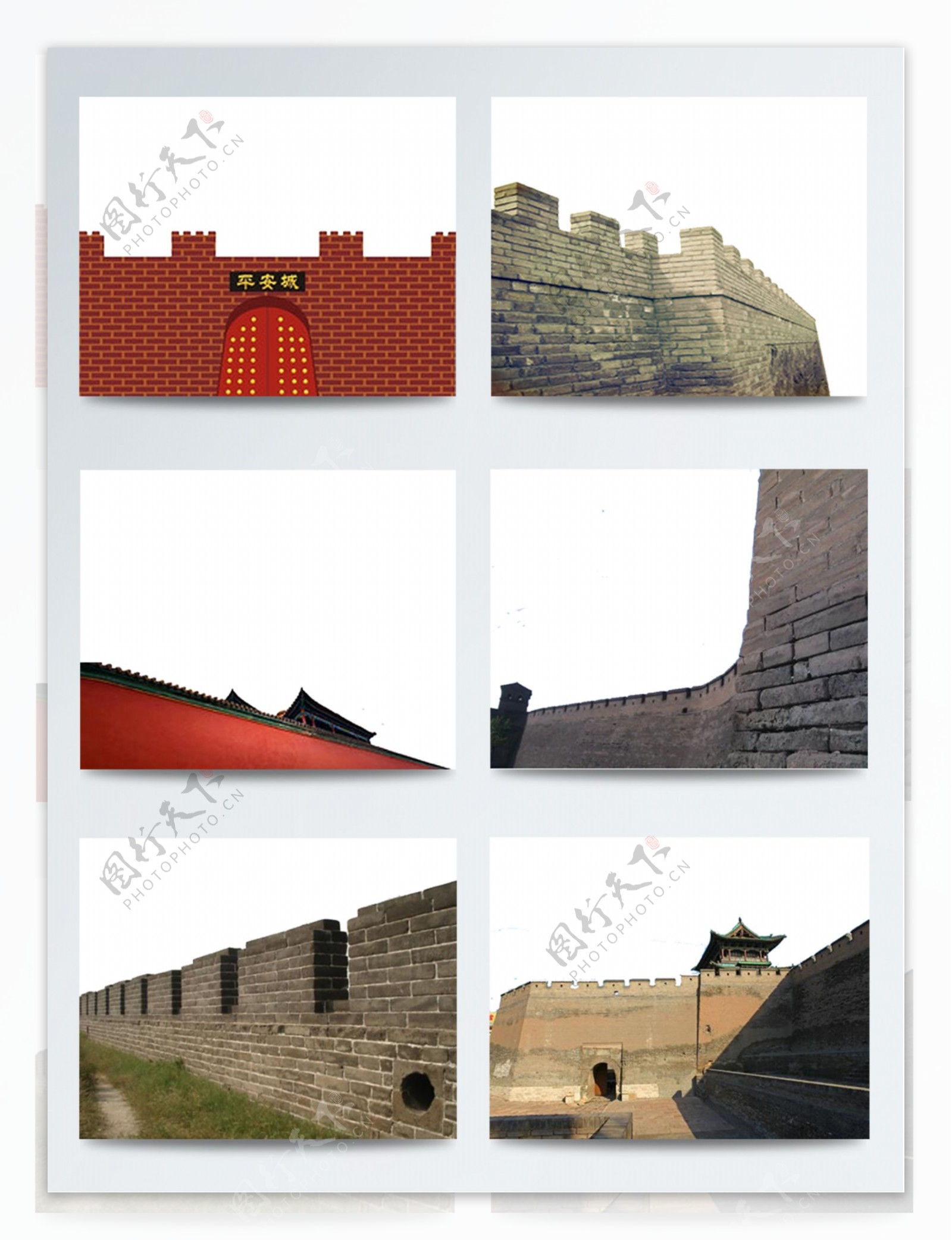 中国古代红色城楼城墙建筑