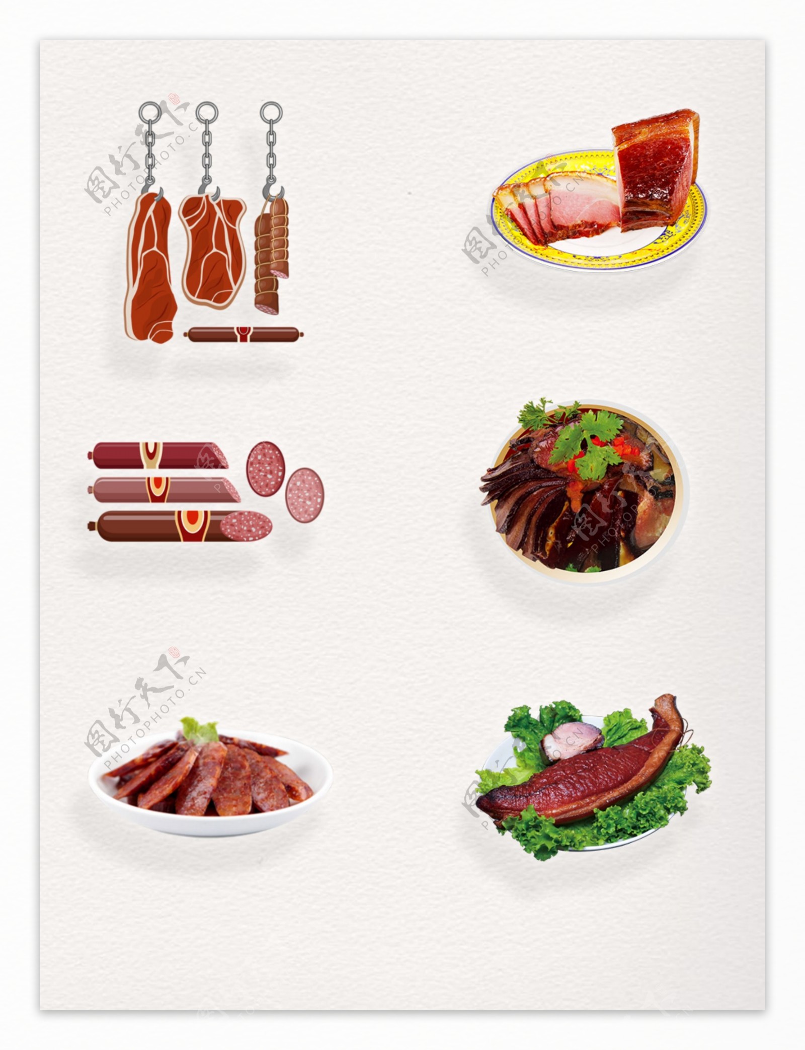 中国传统美味腊味食品装饰图案