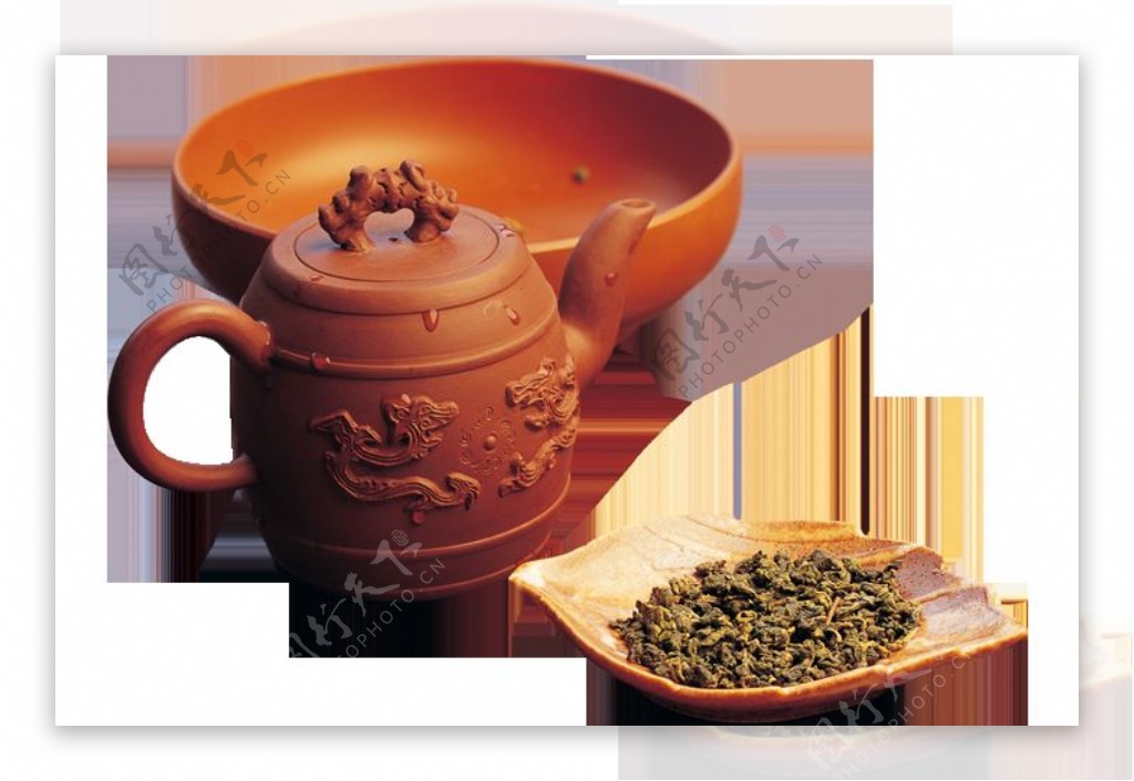淡雅褐色茶具产品实物