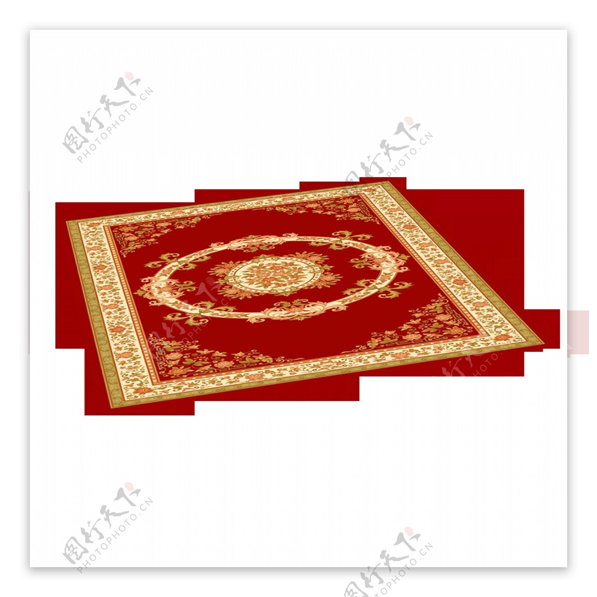 欧式红色花纹地毯元素