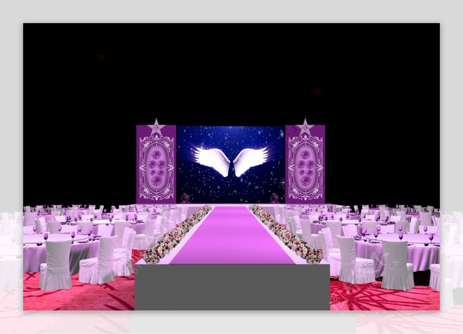 紫色舞台背景效果图