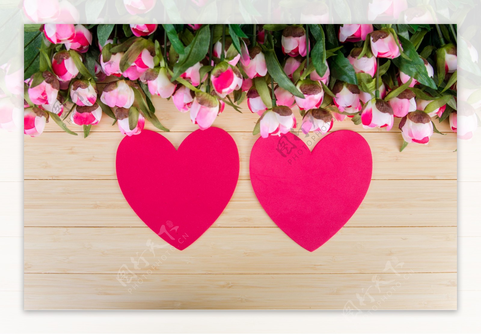 情人节玫瑰木板心形符號
