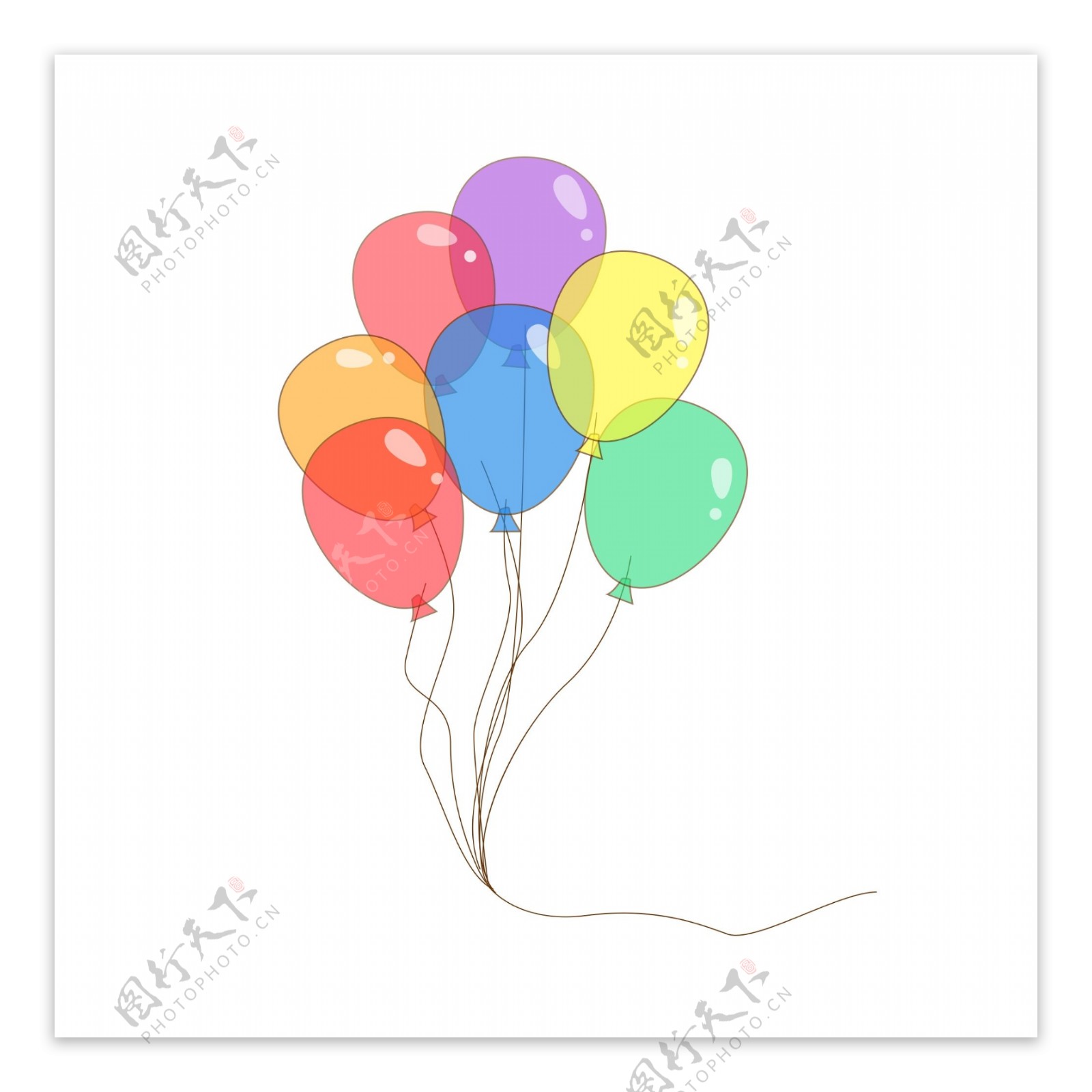 原创手绘可爱彩色透明气球可商用设计元素