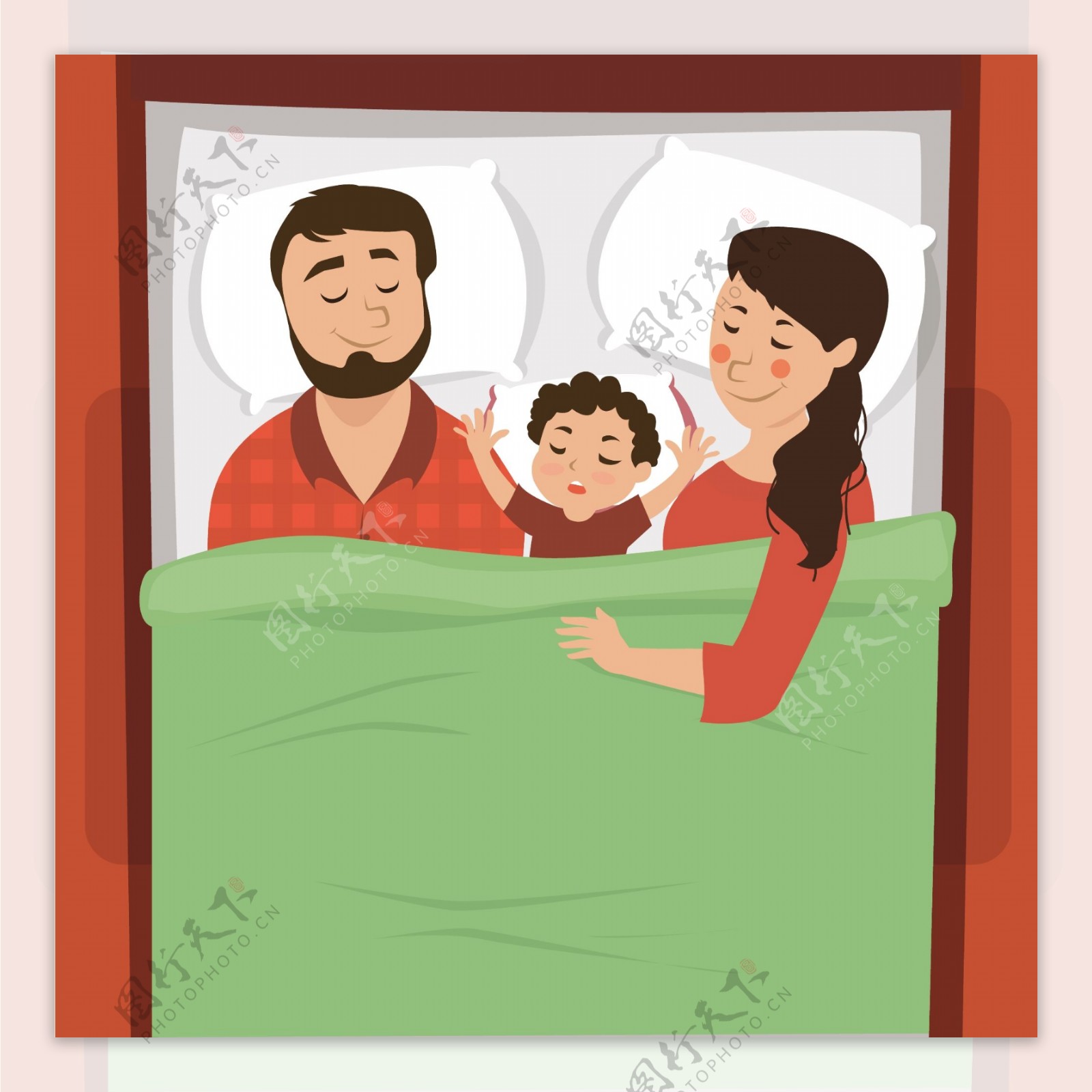 家庭幸福睡觉ai矢量素材下载