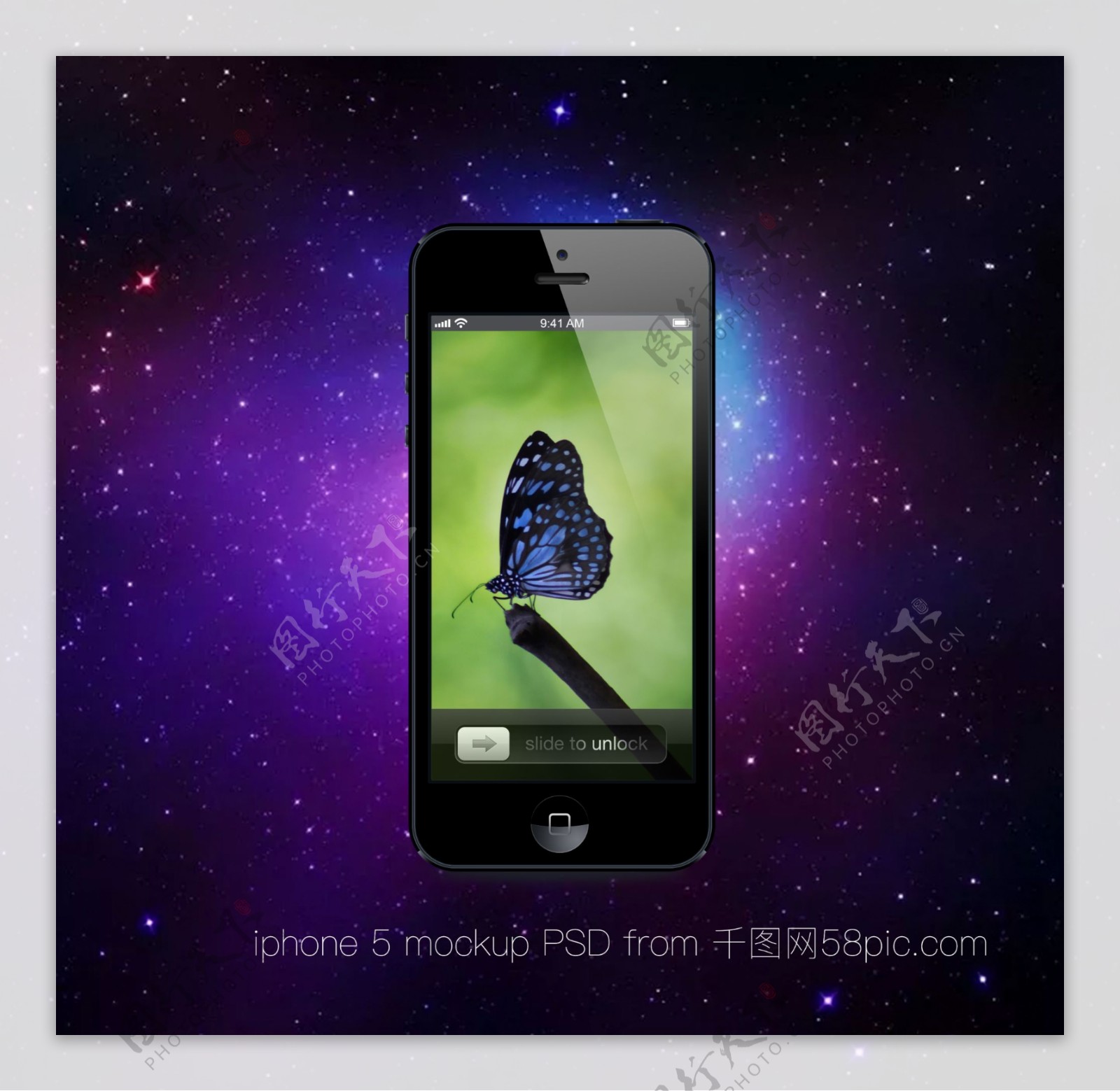 场景中的黑色iPhone4s手机样机模板