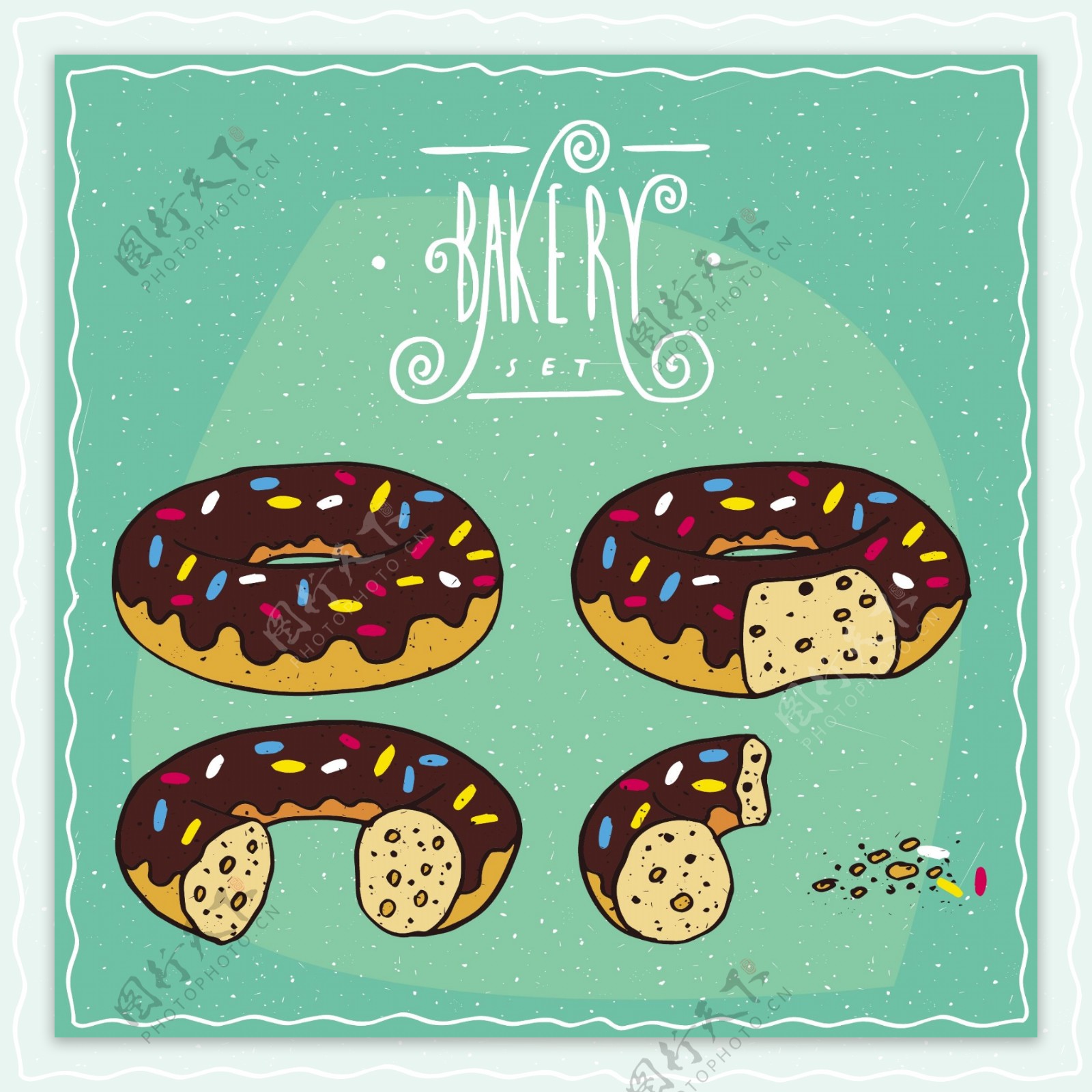 美味的巧克力甜甜圈插画图片素材-编号30397108-图行天下