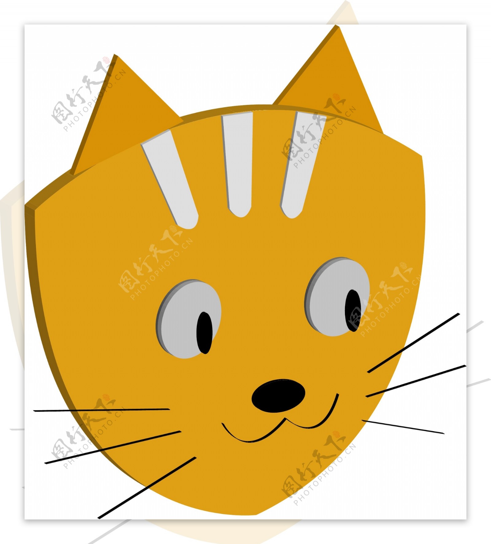 2.5d元素之卡通可爱橘猫小猫头部矢量图