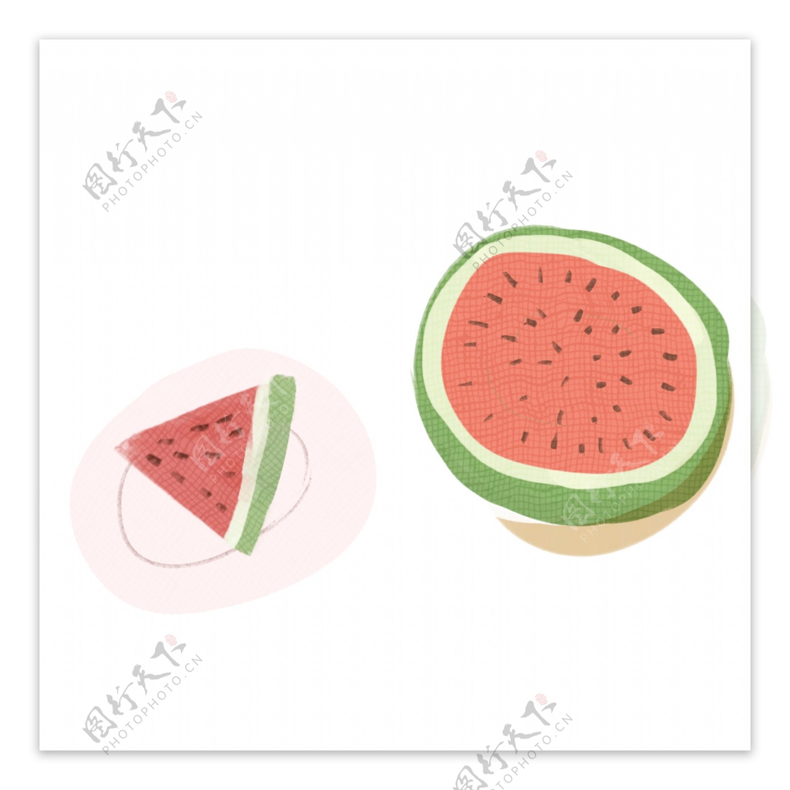 夏季小清新食物西瓜插画设计可商用元素