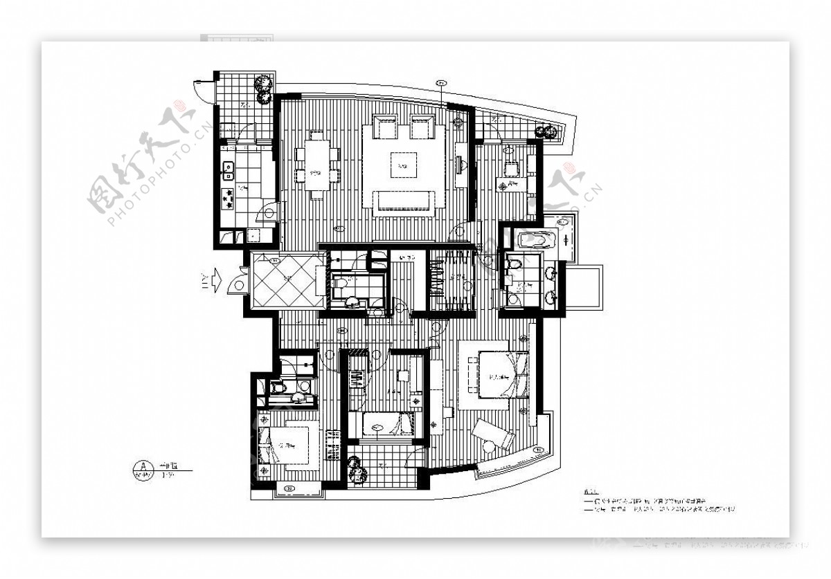 中式四室一厅家装平面图