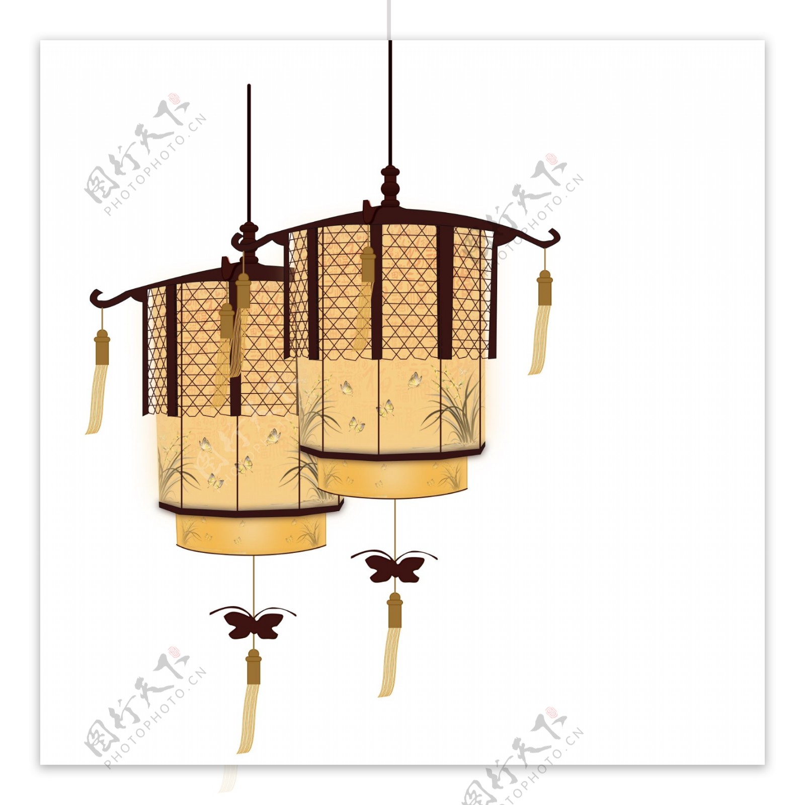 喜庆新年中国风复式灯笼可商用家庭装饰图案