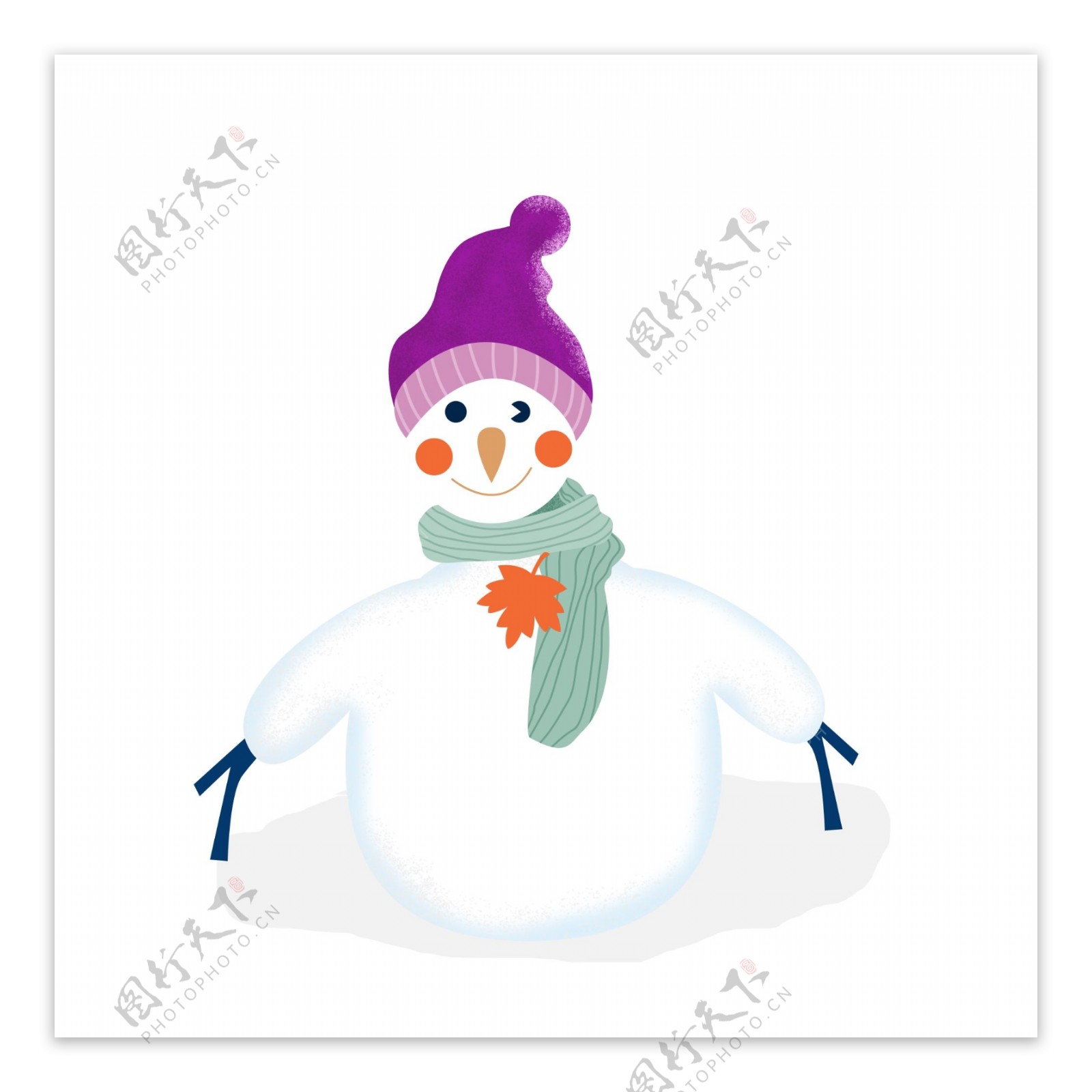 冬季围围巾戴帽子雪人设计可商用元素