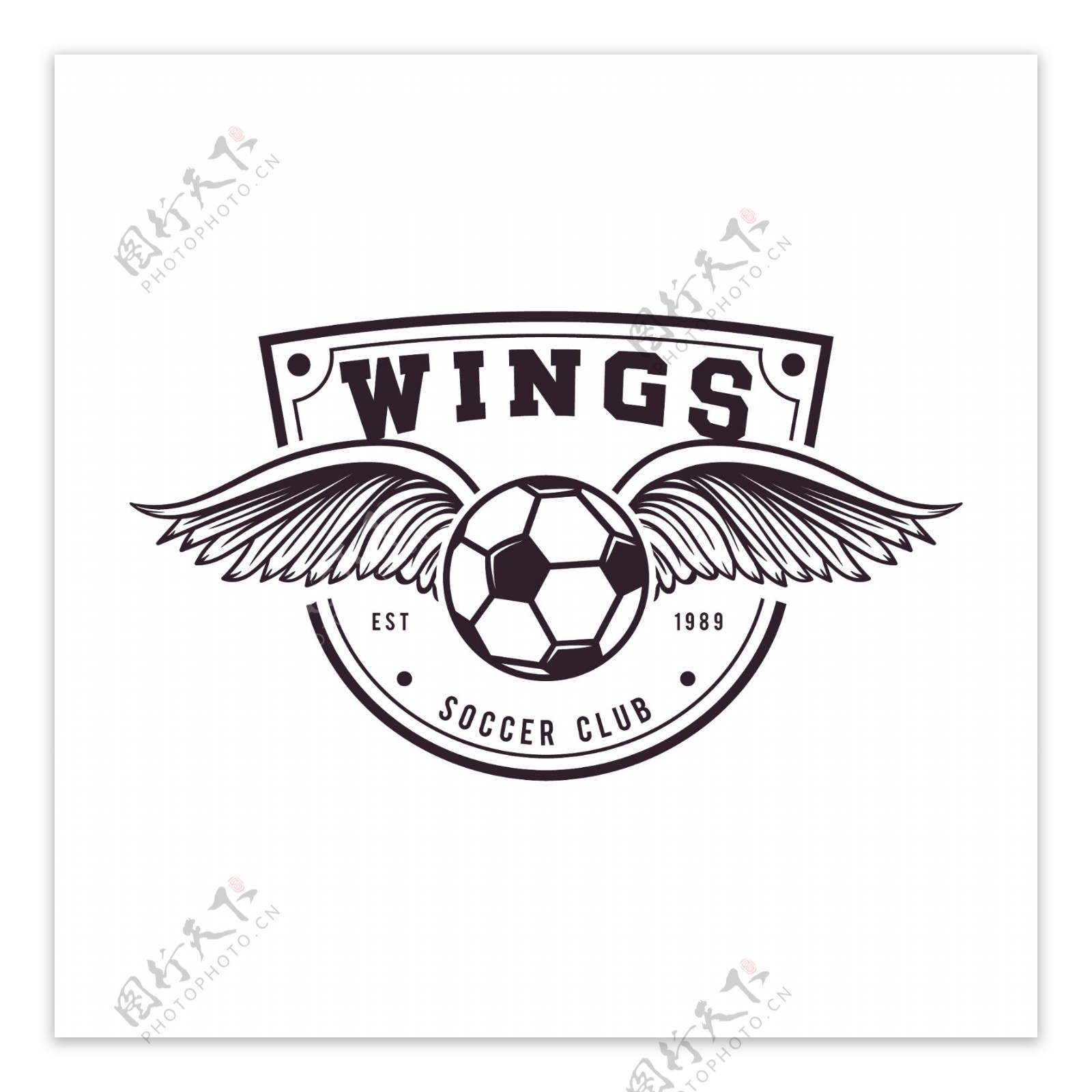 一只长了翅膀的足球logo模板